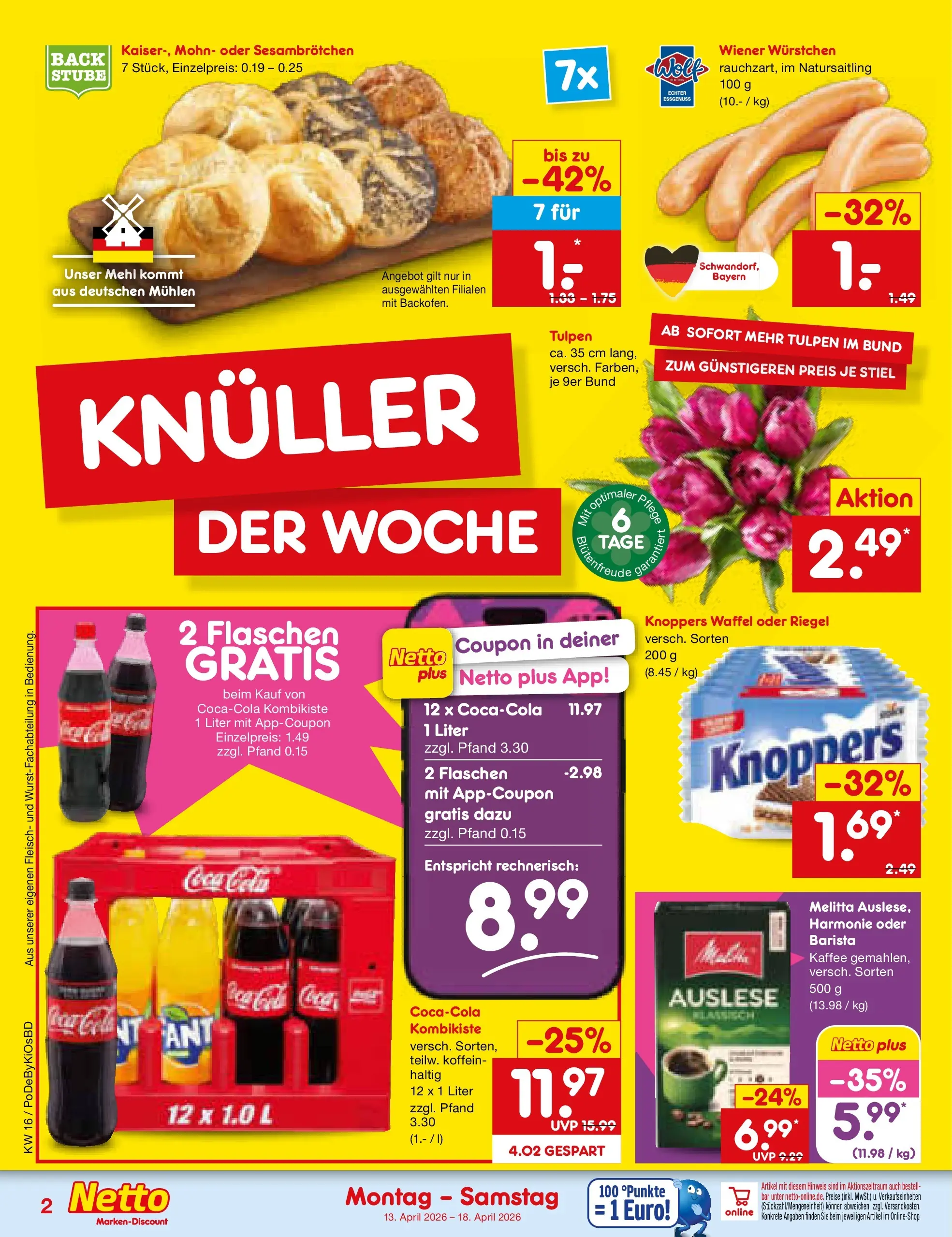 Netto Marken-Discount Prospekt Selb (ab 13.04.2026) » Angebote | Seite: 2 | Produkte: Coca cola, Mehl, Kaffee, Fleisch Netto Marken-Discount Prospekt Selb (ab 13.04.2026) » Angebote | Seite: 2 | Produkte: Coca cola, Mehl, Kaffee, Fleisch