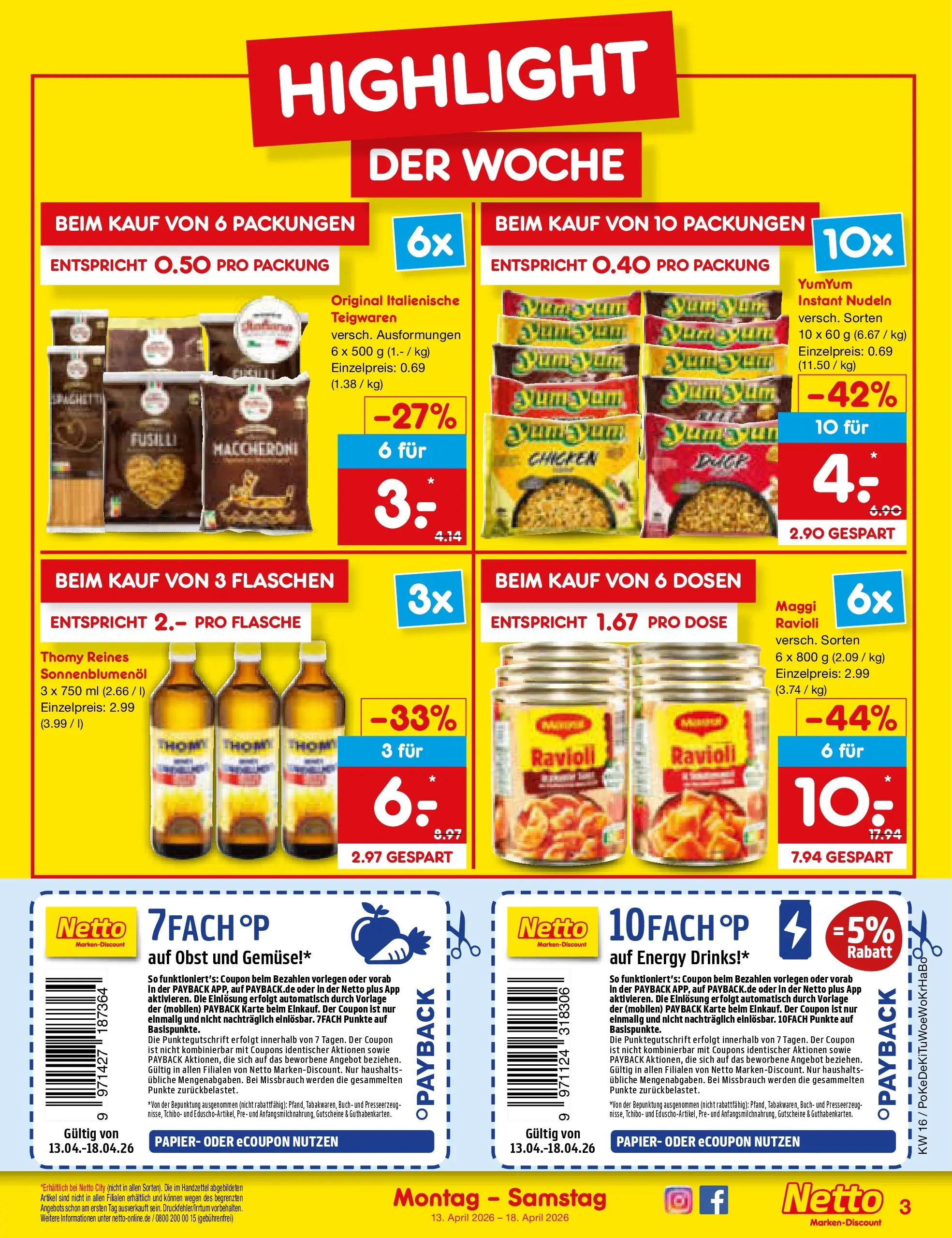 Netto Marken-Discount Prospekt Katzweiler	 (ab 13.04.2026) » Angebote | Seite: 2 | Produkte: Maggi, Energy, Gemüse, Obst