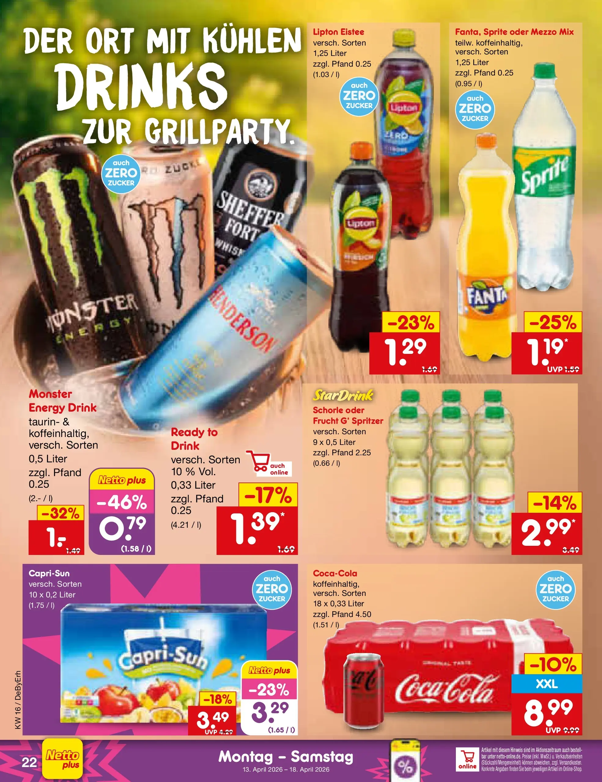 Netto Marken-Discount Prospekt Thierhaupten	 (ab 13.04.2026) » Angebote | Seite: 34 | Produkte: Mezzo mix, Capri sun, Energy, Oder mezzo mix
