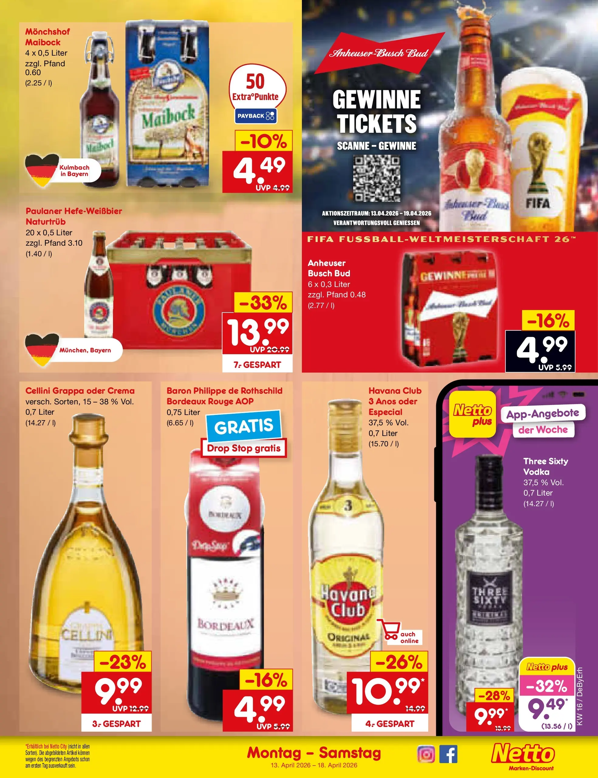 Netto Marken-Discount Prospekt Thierhaupten	 (ab 13.04.2026) » Angebote | Seite: 35 | Produkte: Havana club, Monchshof, Rouge, Paulaner