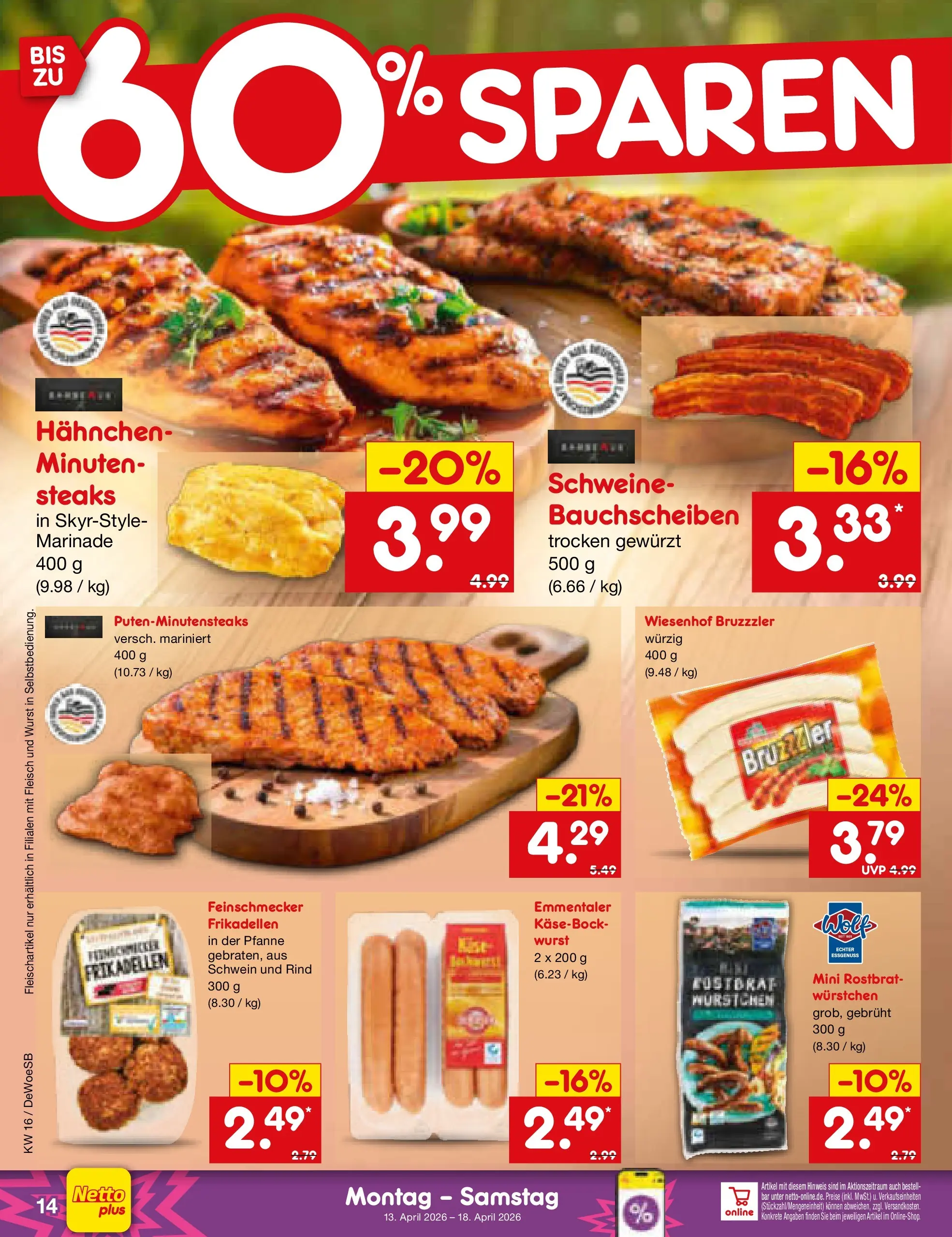 Netto Marken-Discount Prospekt Katzweiler	 (ab 13.04.2026) » Angebote | Seite: 13 | Produkte: Hahnchen, Wurst, Fleisch