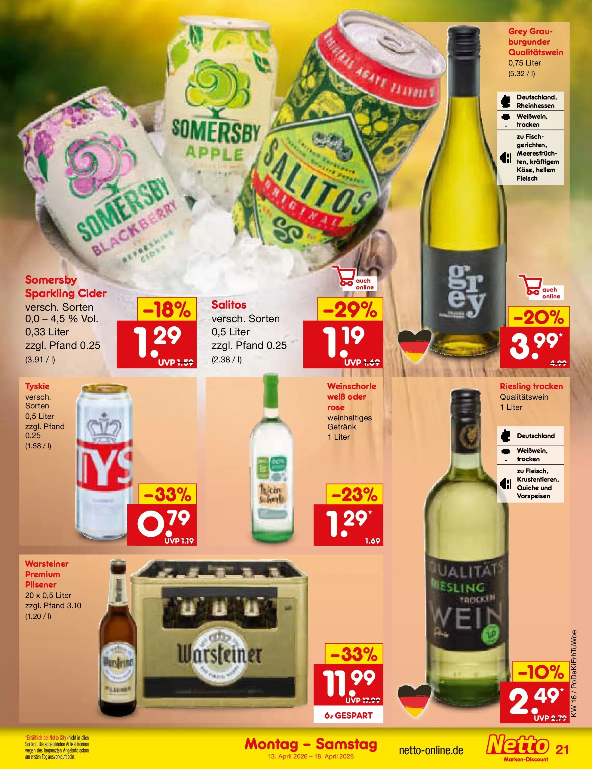 Netto Marken-Discount Prospekt Katzweiler	 (ab 13.04.2026) » Angebote | Seite: 18 | Produkte: Apple, Weinschorle, Wein, Fleisch