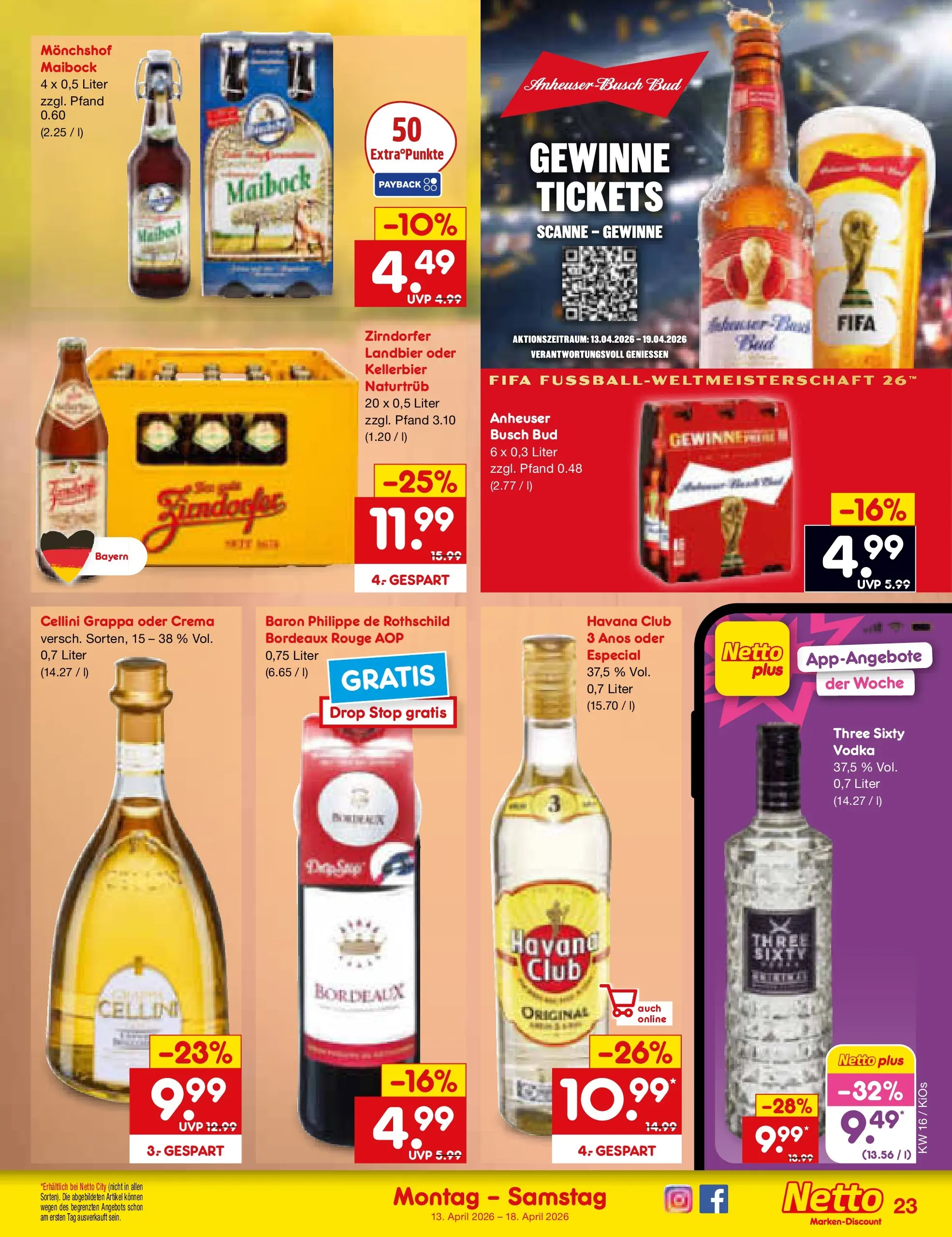 Netto Marken-Discount Prospekt Oberhaid (ab 13.04.2026) » Angebote | Seite: 35 | Produkte: Havana club, Monchshof, Rouge, Vodka Netto Marken-Discount Prospekt Oberhaid (ab 13.04.2026) » Angebote | Seite: 35 | Produkte: Havana club, Monchshof, Rouge, Vodka