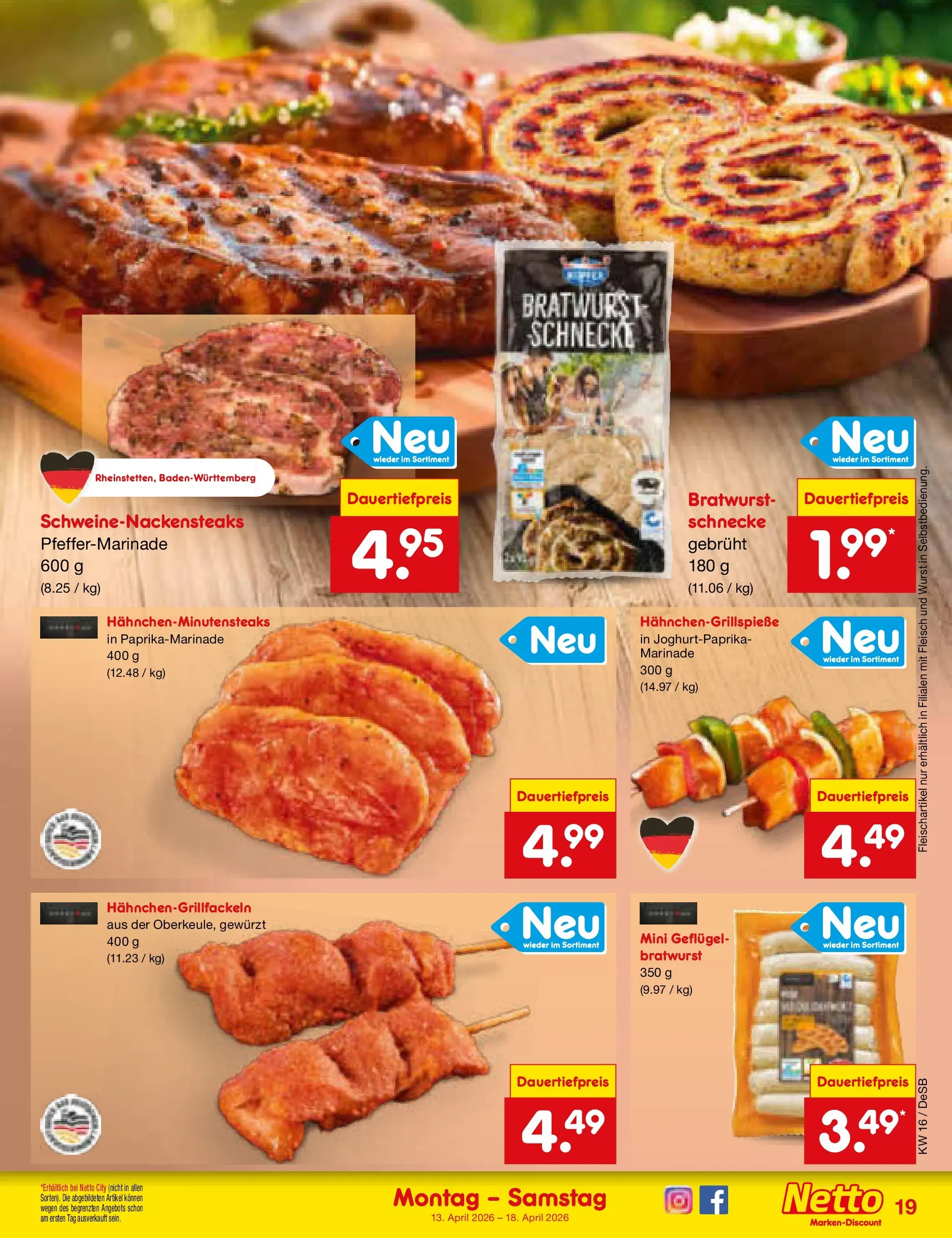 Netto Marken-Discount Prospekt Waiblingen-Bittenfeld	 (ab 13.04.2026) » Angebote | Seite: 23 | Produkte: Bratwurst, Wurst, Fleisch