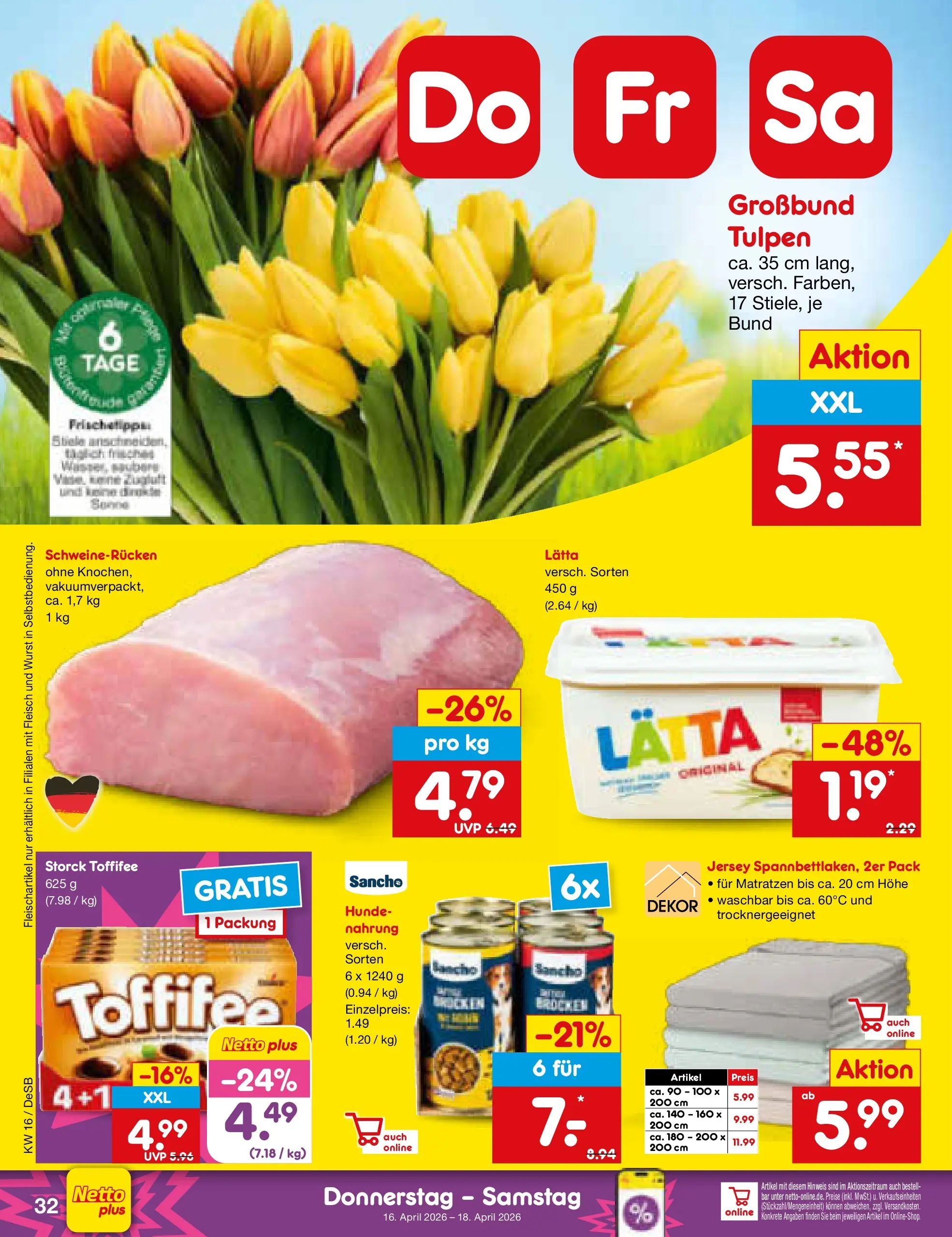 Netto Marken-Discount Prospekt Waiblingen-Bittenfeld	 (ab 13.04.2026) » Angebote | Seite: 50 | Produkte: Wurst, Toffifee, Lätta, Schweinerucken