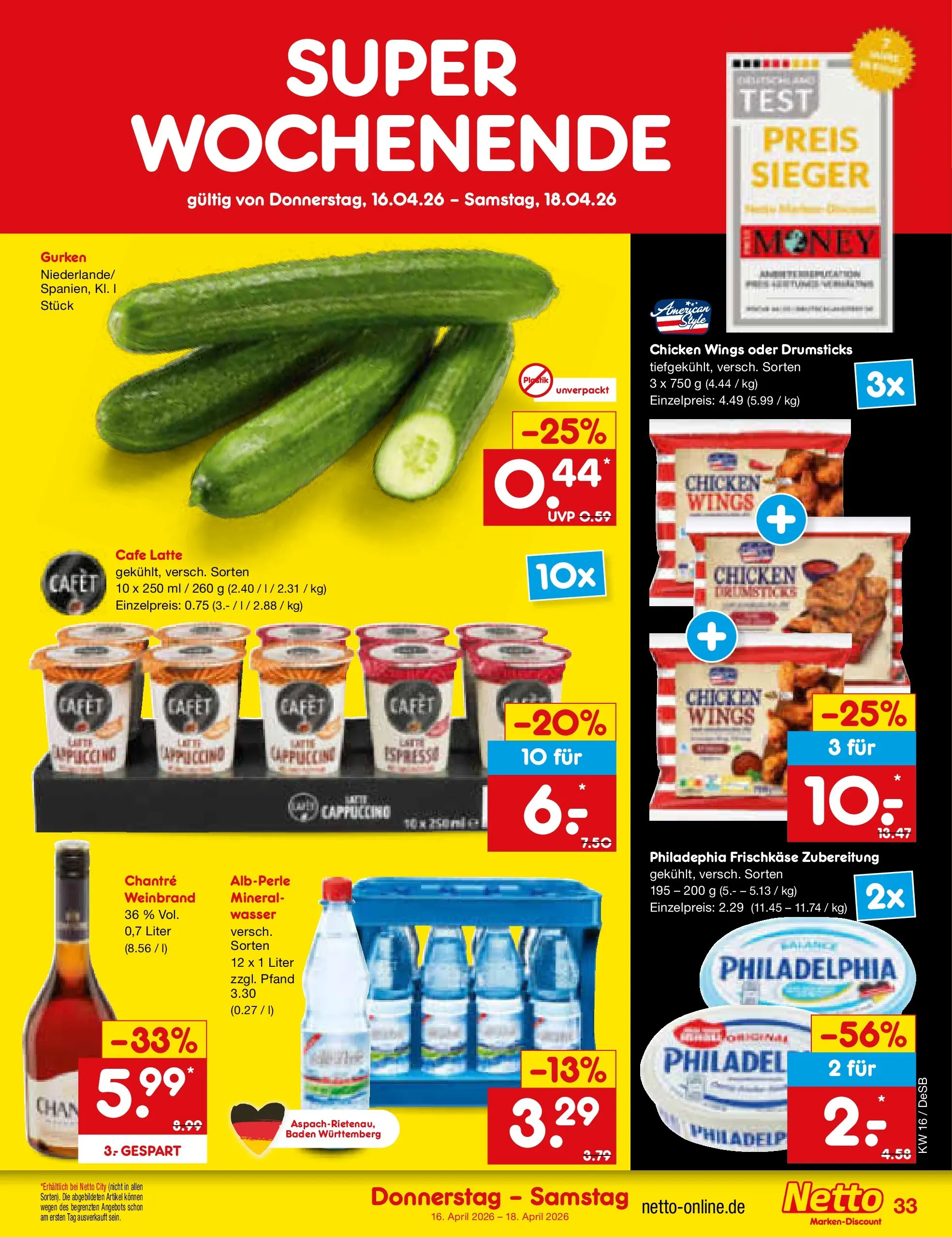 Netto Marken-Discount Prospekt Waiblingen-Bittenfeld	 (ab 13.04.2026) » Angebote | Seite: 51 | Produkte: Philadelphia, Chantré, Gurken, Frischkase