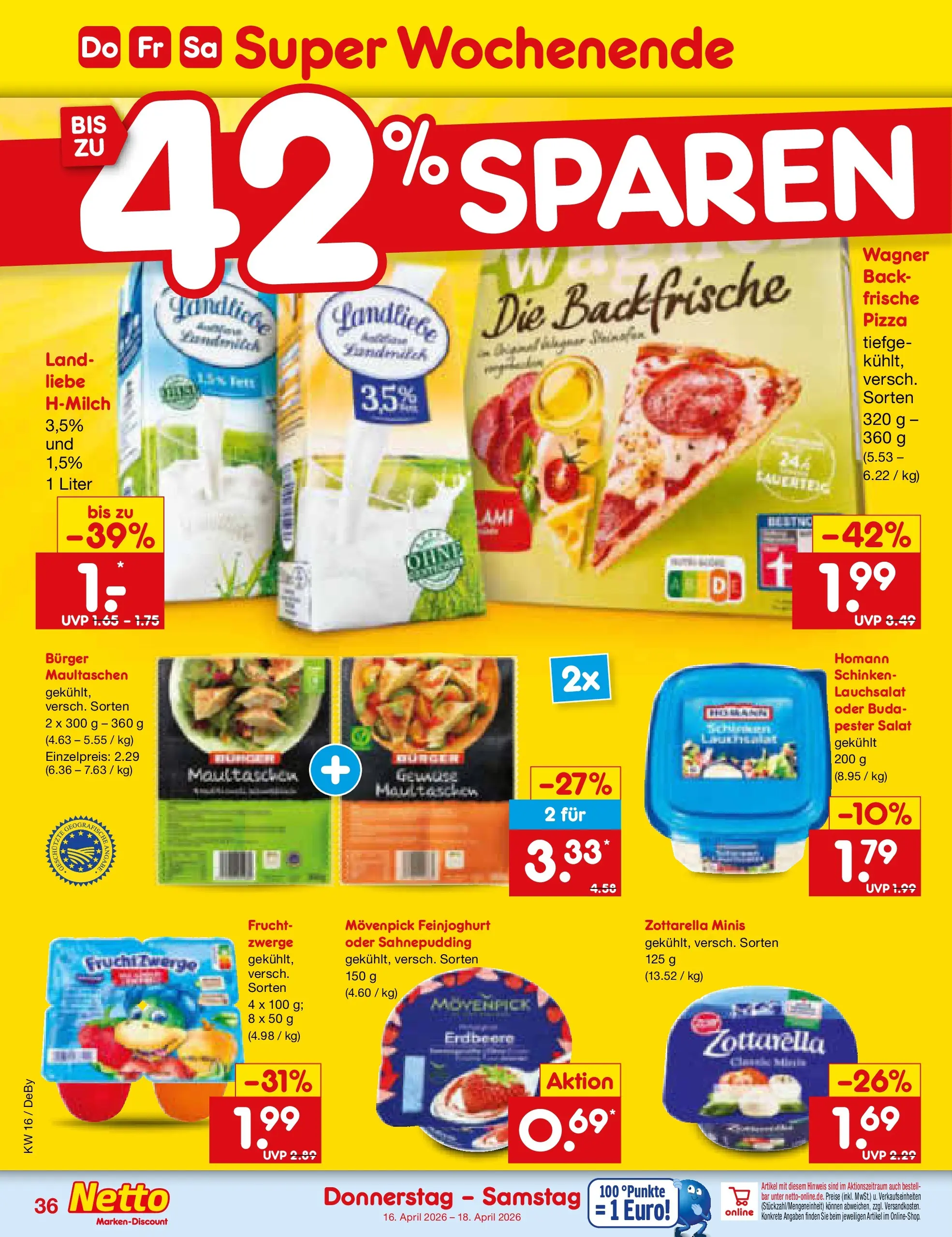 Netto Marken-Discount Prospekt Thierhaupten	 (ab 13.04.2026) » Angebote | Seite: 54 | Produkte: Schinken, Pizza, Maultaschen, Salat