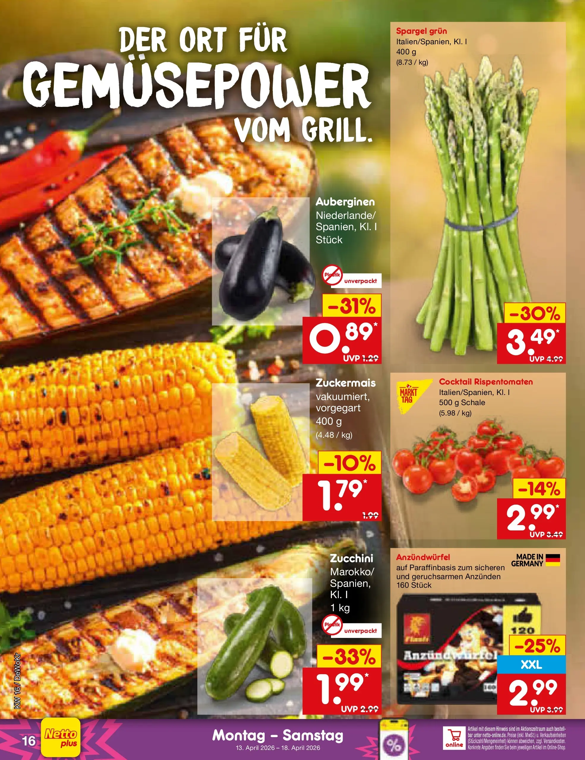 Netto Marken-Discount Prospekt Waiblingen-Bittenfeld	 (ab 13.04.2026) » Angebote | Seite: 18 | Produkte: Spargel, Zucchini