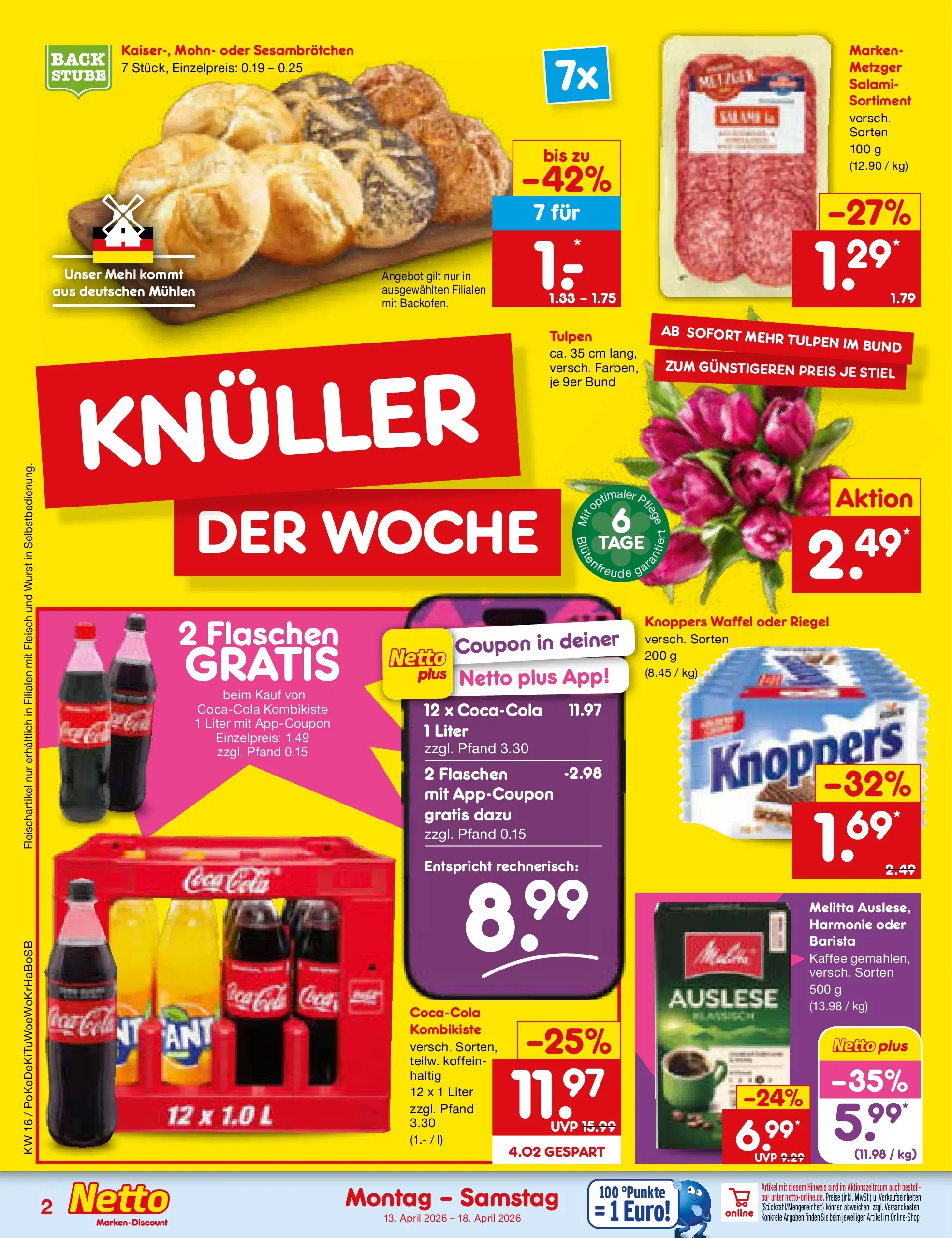 Netto Marken-Discount Prospekt Oberhaid (ab 13.04.2026) » Angebote | Seite: 2 | Produkte: Mehl, Kaffee, Wurst, Salami Netto Marken-Discount Prospekt Oberhaid (ab 13.04.2026) » Angebote | Seite: 2 | Produkte: Mehl, Kaffee, Wurst, Salami