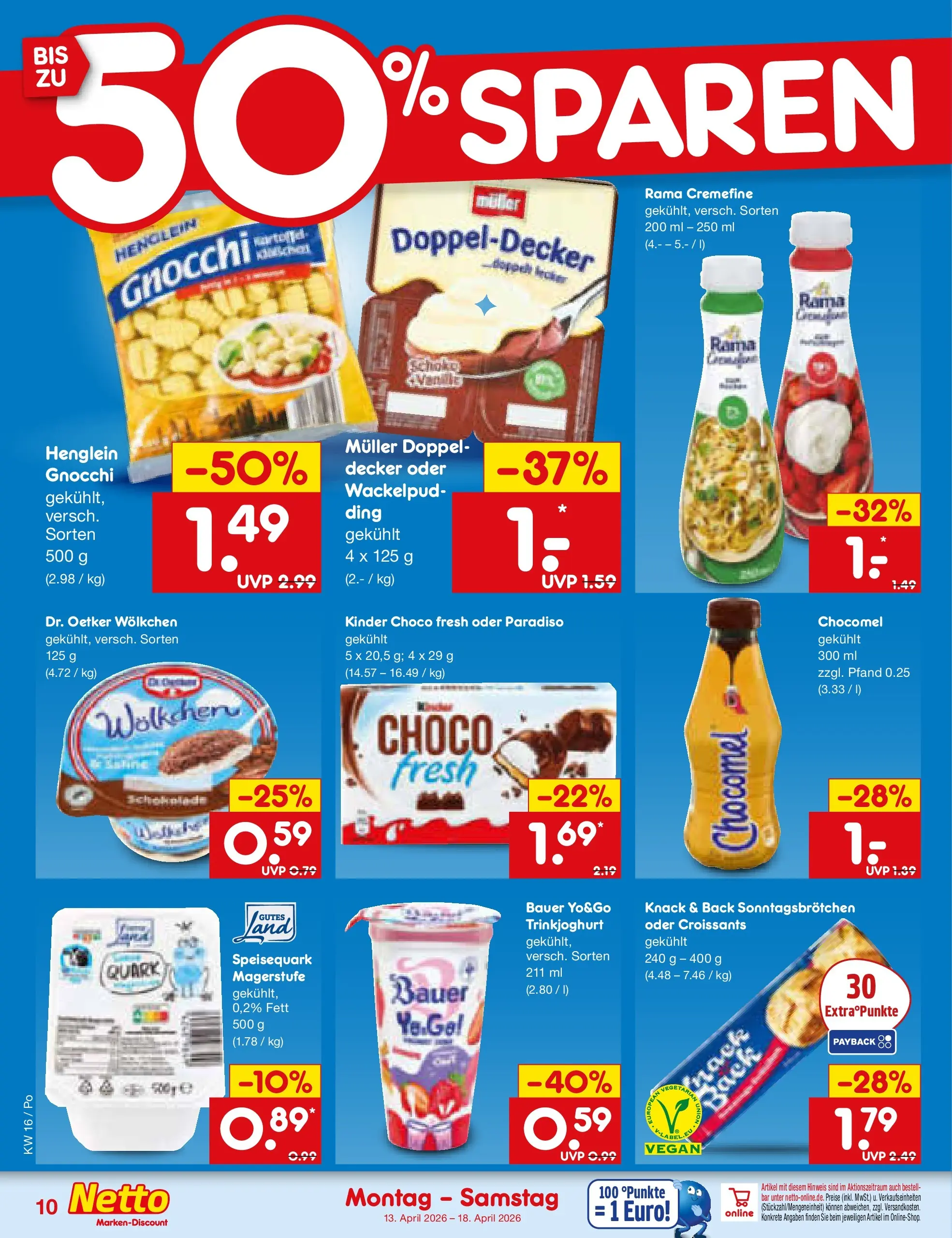 Netto Marken-Discount Prospekt Selb (ab 13.04.2026) » Angebote | Seite: 12 | Produkte: Rama, Quark, Chocomel, Speisequark Netto Marken-Discount Prospekt Selb (ab 13.04.2026) » Angebote | Seite: 12 | Produkte: Rama, Quark, Chocomel, Speisequark