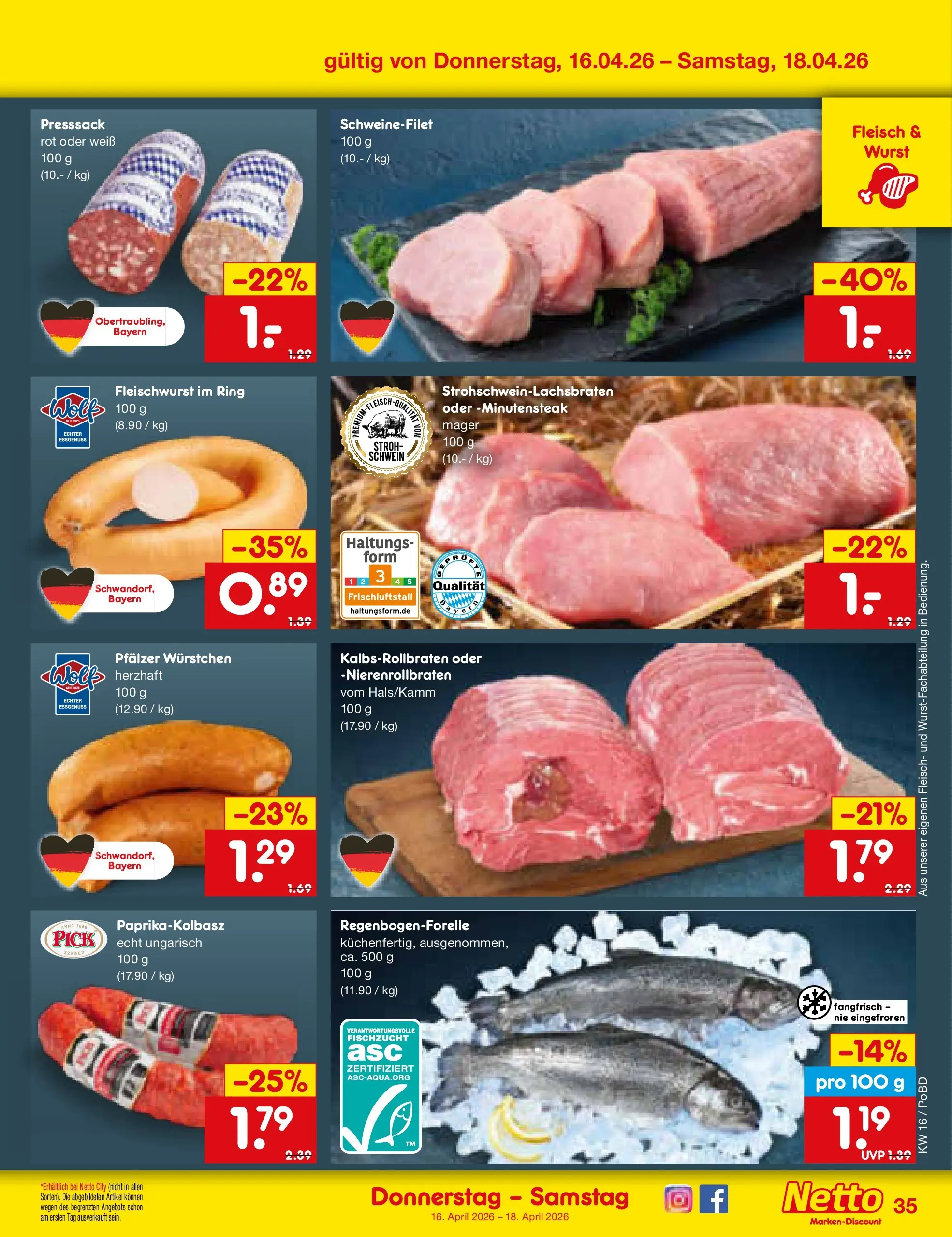 Netto Marken-Discount Prospekt Selb (ab 13.04.2026) » Angebote | Seite: 47 | Produkte: Schweinefilet, Wurst, Fleisch Netto Marken-Discount Prospekt Selb (ab 13.04.2026) » Angebote | Seite: 47 | Produkte: Schweinefilet, Wurst, Fleisch