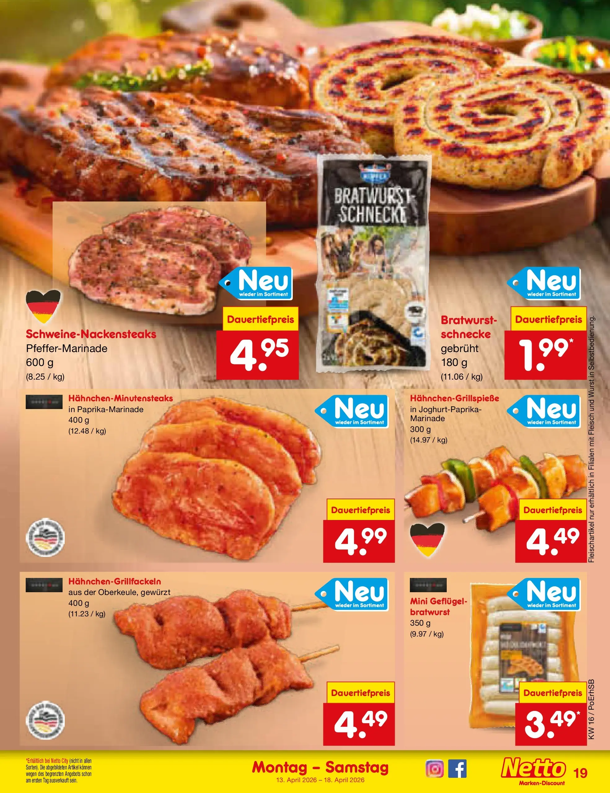 Netto Marken-Discount Prospekt Regensburg	 (ab 13.04.2026) » Angebote | Seite: 23 | Produkte: Bratwurst, Wurst, Fleisch