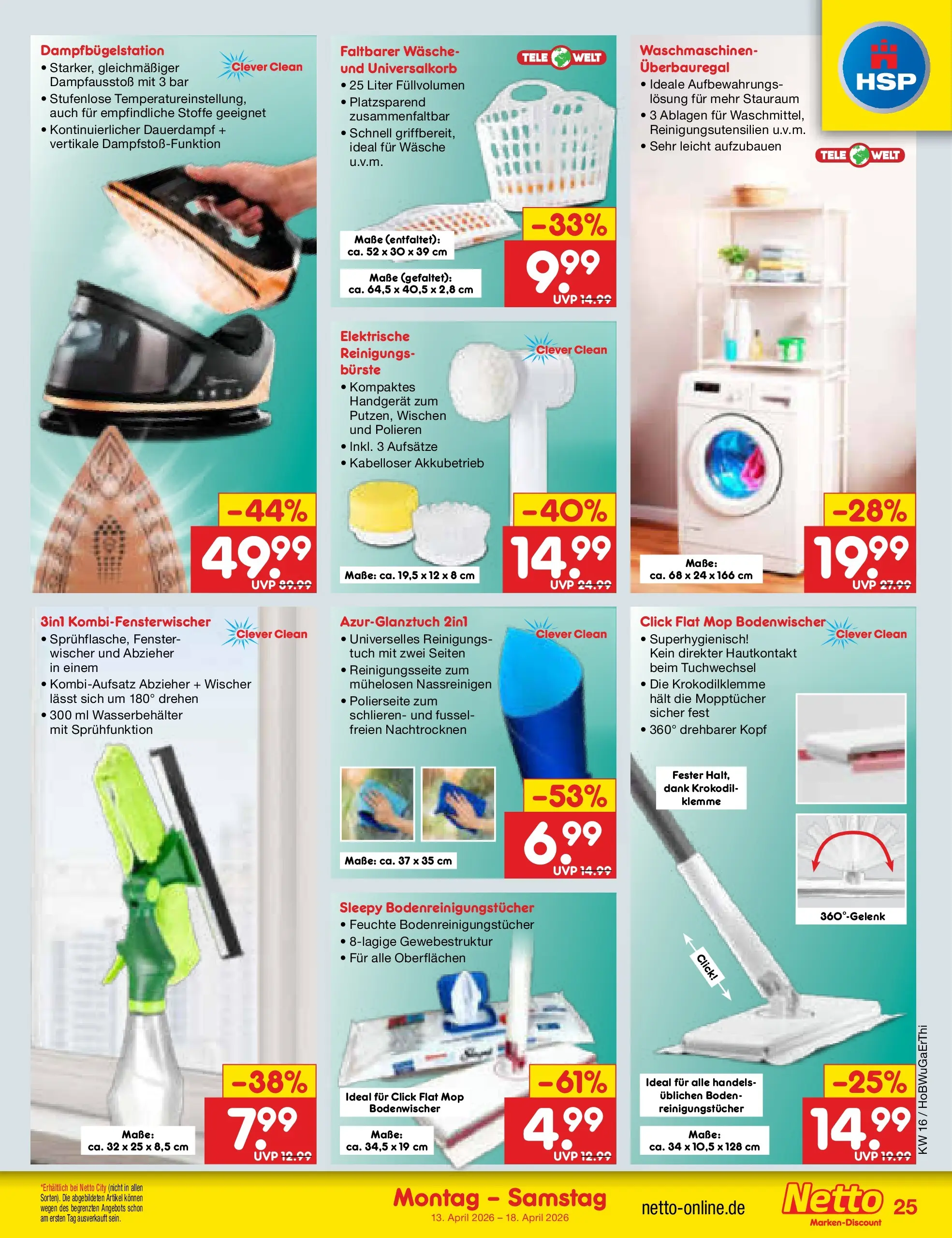 Netto Marken-Discount Prospekt Nordhausen	 (ab 13.04.2026) » Angebote | Seite: 37 | Produkte: Bürste, Reinigungstücher