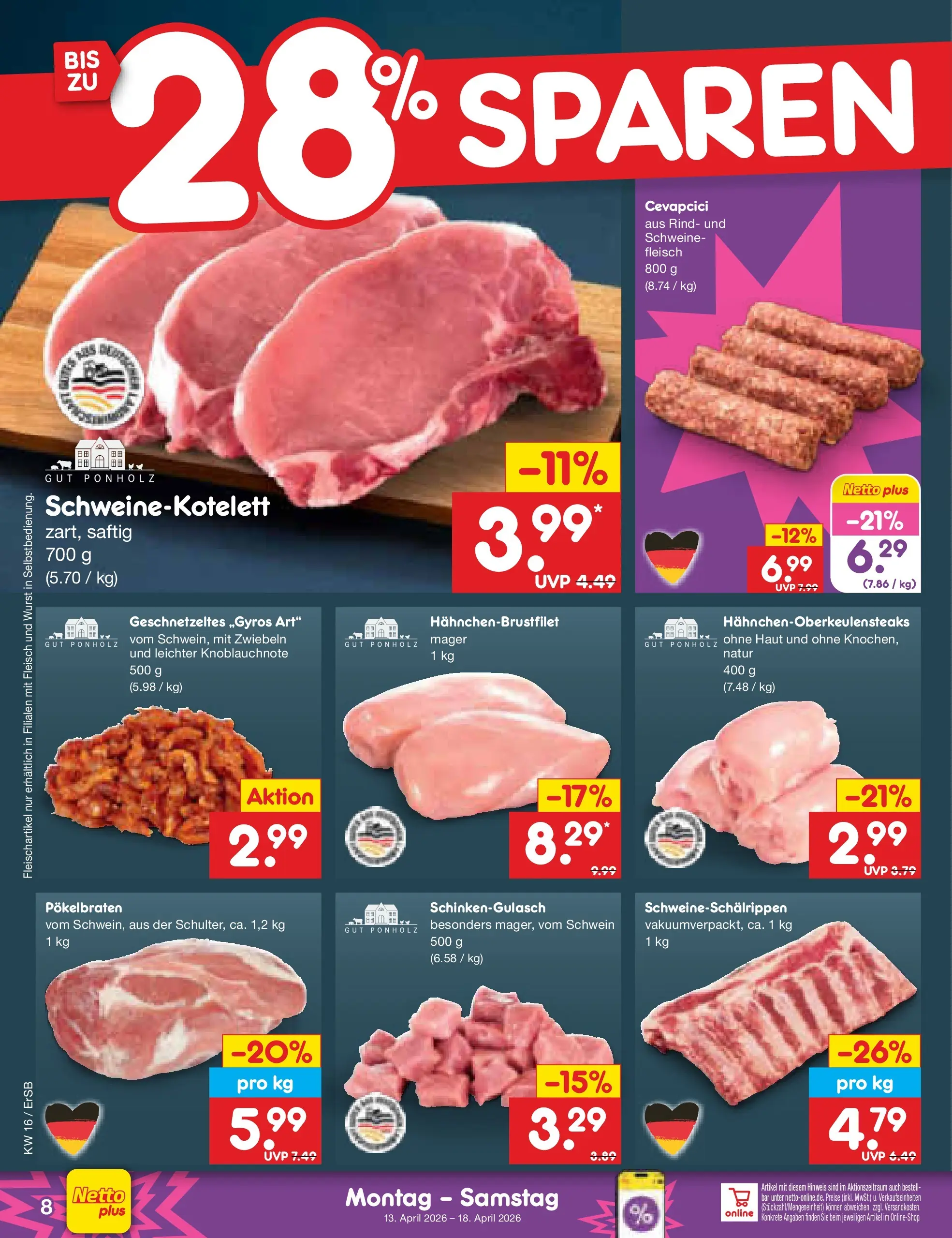 Netto Marken-Discount Prospekt Nordhausen	 (ab 13.04.2026) » Angebote | Seite: 10 | Produkte: Cevapcici, Zwiebeln, Wurst, Fleisch