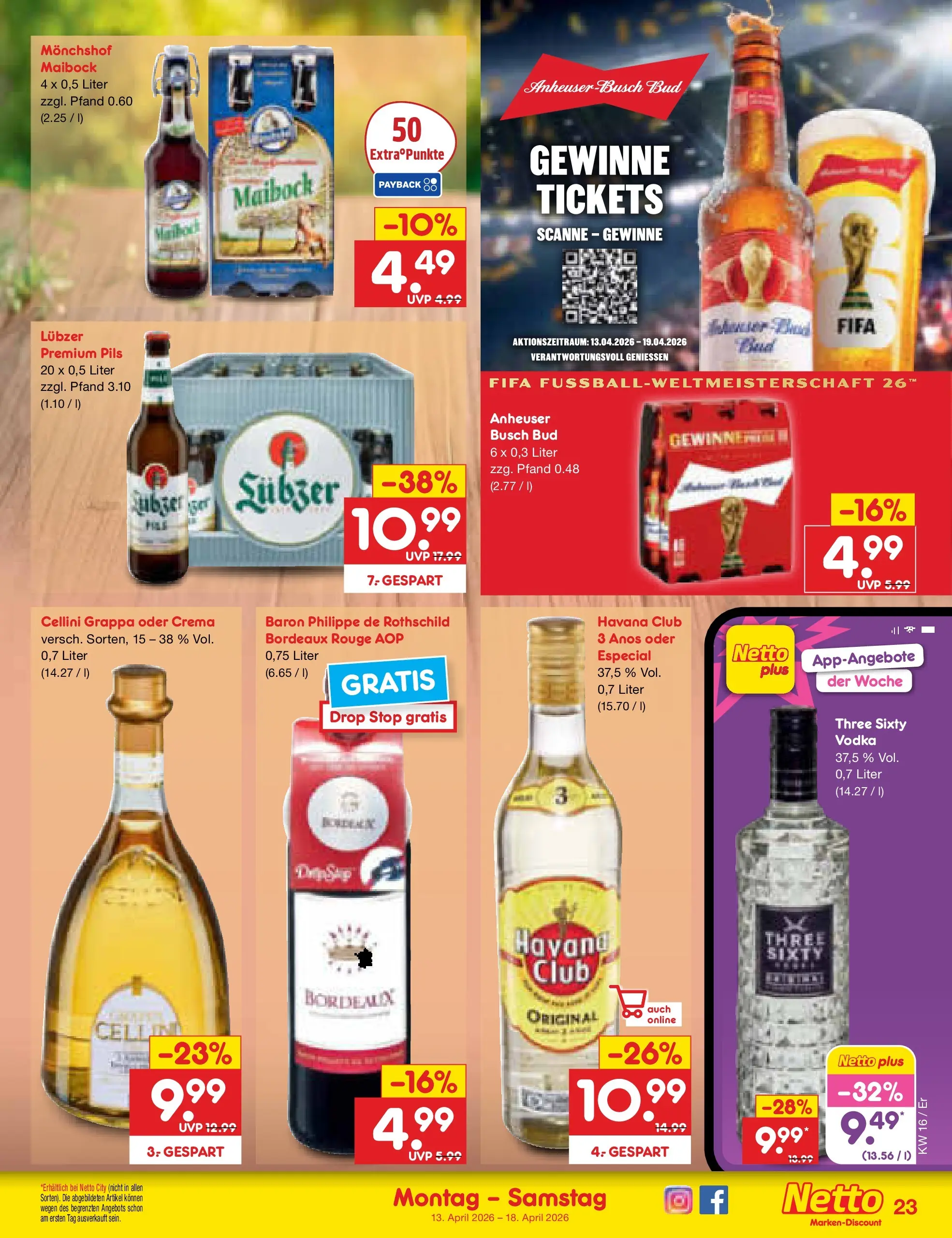 Netto Marken-Discount Prospekt Nordhausen	 (ab 13.04.2026) » Angebote | Seite: 35 | Produkte: Havana club, Monchshof, Rouge, Lubzer