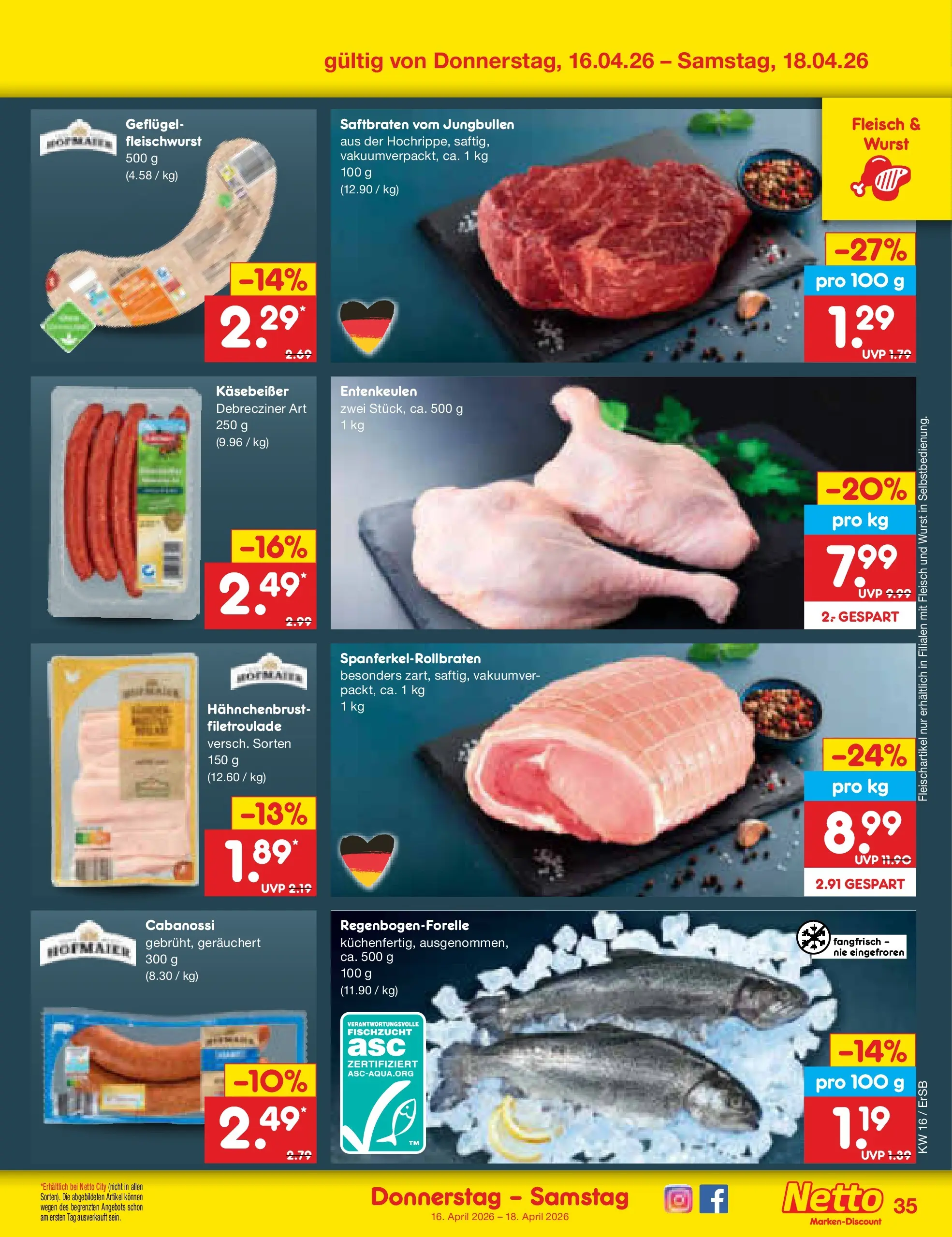 Netto Marken-Discount Prospekt Nordhausen	 (ab 13.04.2026) » Angebote | Seite: 57 | Produkte: Wurst, Fleisch, Hahnchenbrust
