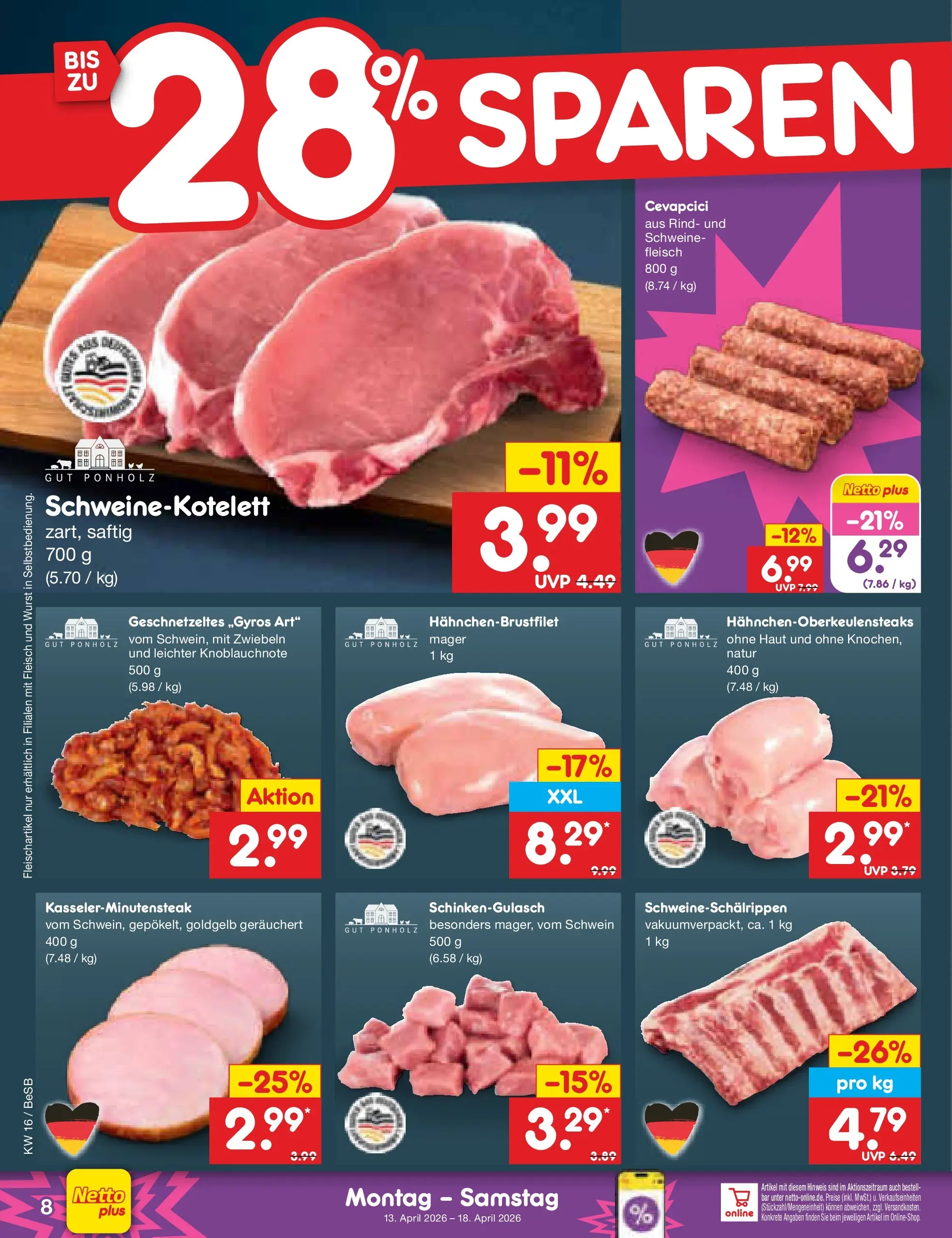 Netto Marken-Discount Prospekt Kremmen	 (ab 13.04.2026) » Angebote | Seite: 10 | Produkte: Cevapcici, Zwiebeln, Wurst, Fleisch
