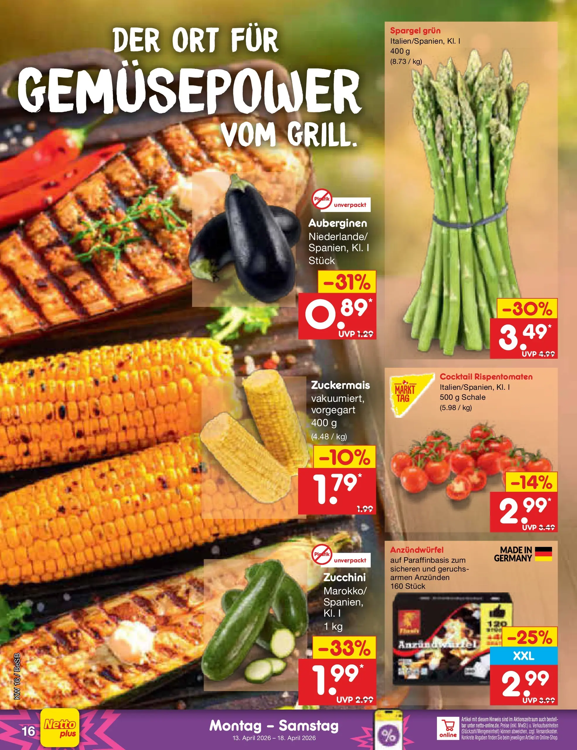 Netto Marken-Discount Prospekt Kremmen	 (ab 13.04.2026) » Angebote | Seite: 18 | Produkte: Spargel, Zucchini