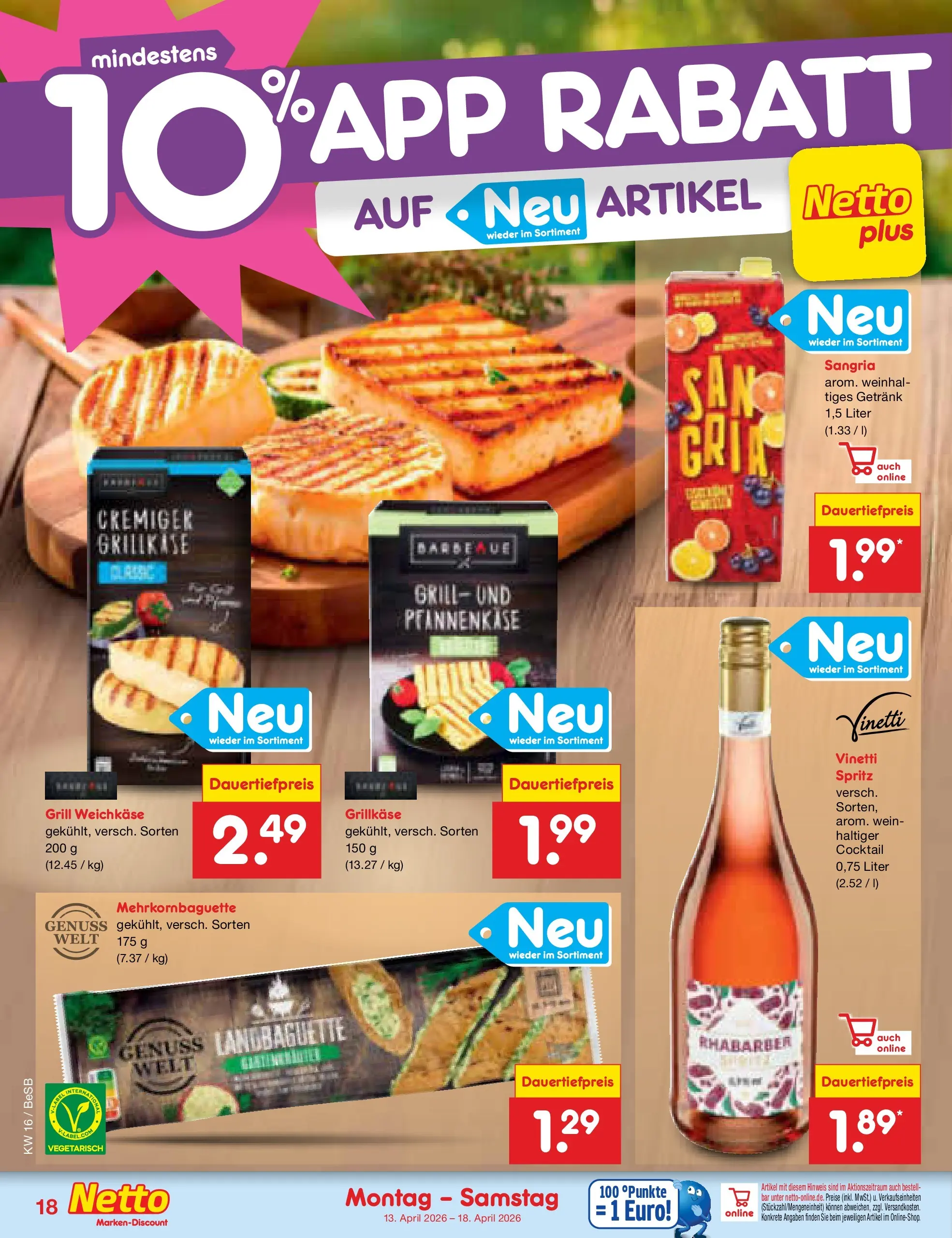 Netto Marken-Discount Prospekt Kremmen	 (ab 13.04.2026) » Angebote | Seite: 22 | Produkte: Grill, Wein, Rhabarber
