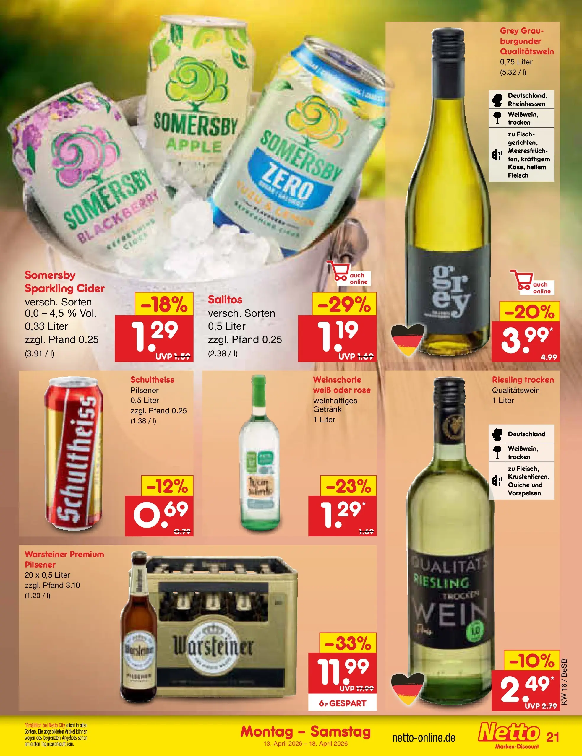 Netto Marken-Discount Prospekt Kremmen	 (ab 13.04.2026) » Angebote | Seite: 29 | Produkte: Apple, Fisch, Weinschorle, Fleisch