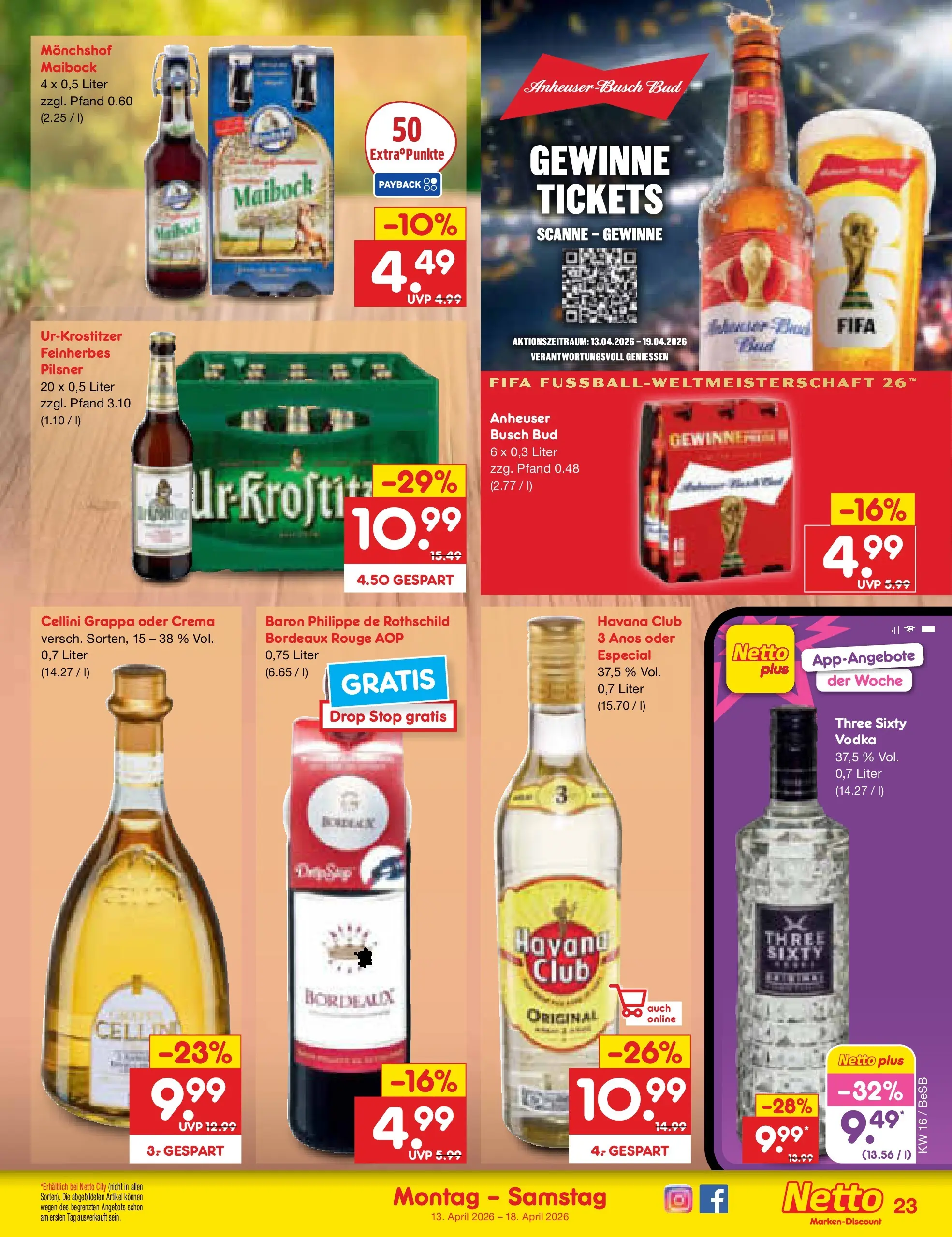 Netto Marken-Discount Prospekt Kremmen	 (ab 13.04.2026) » Angebote | Seite: 35 | Produkte: Havana club, Monchshof, Rouge, Vodka