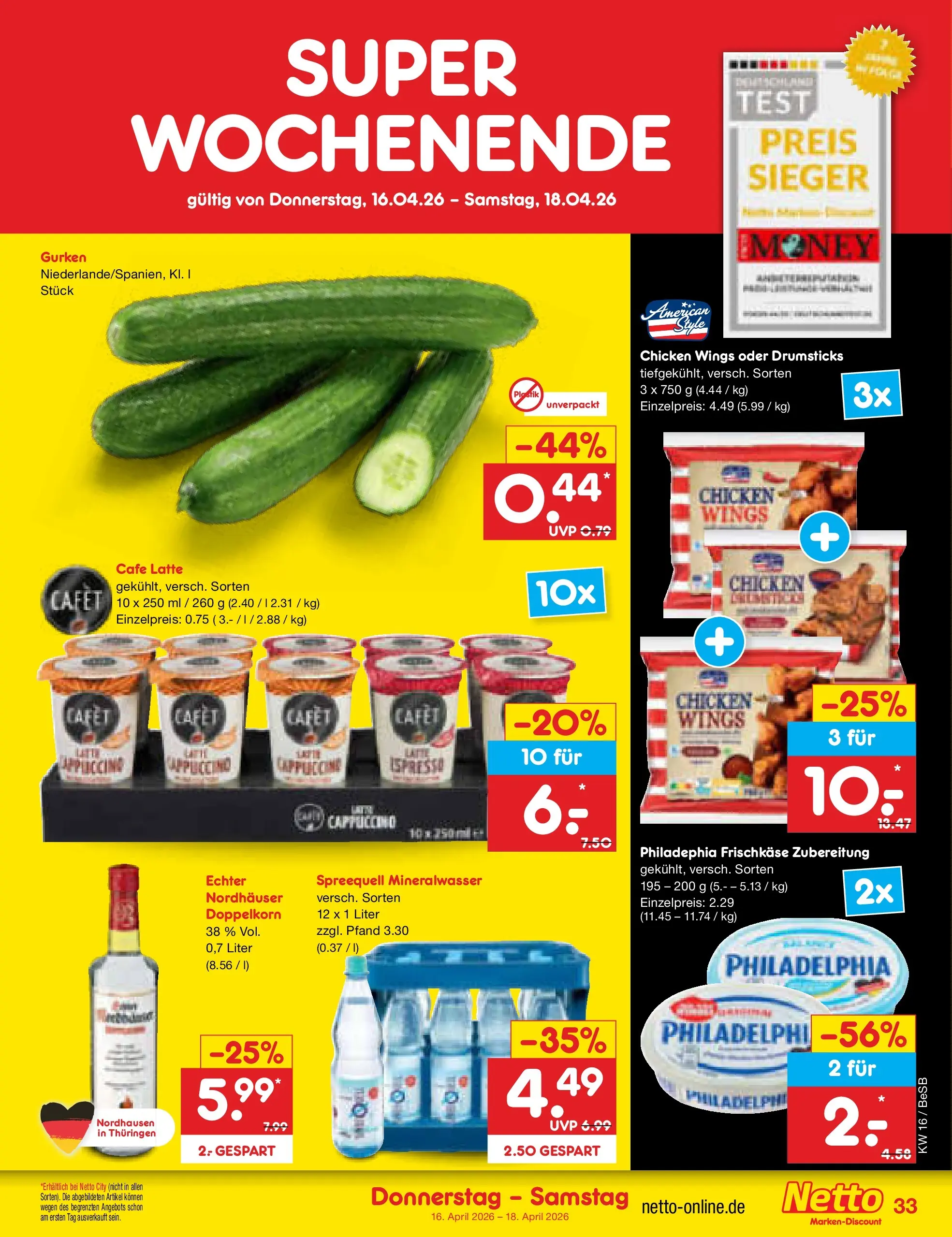 Netto Marken-Discount Prospekt Kremmen	 (ab 13.04.2026) » Angebote | Seite: 51 | Produkte: Philadelphia, Mineralwasser, Gurken, Frischkase
