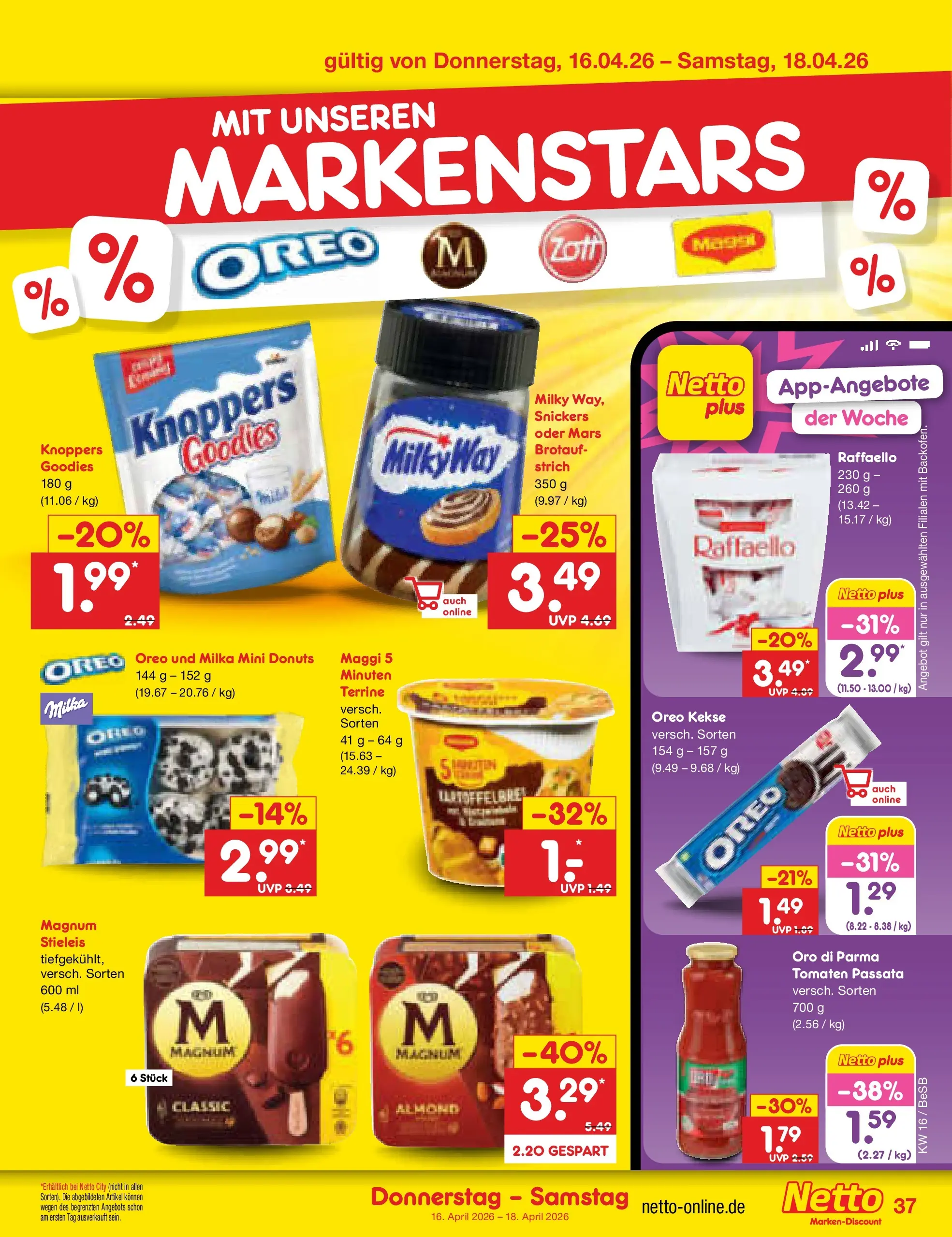 Netto Marken-Discount Prospekt Kremmen	 (ab 13.04.2026) » Angebote | Seite: 55 | Produkte: Tomaten, Snickers, Donuts, Kekse