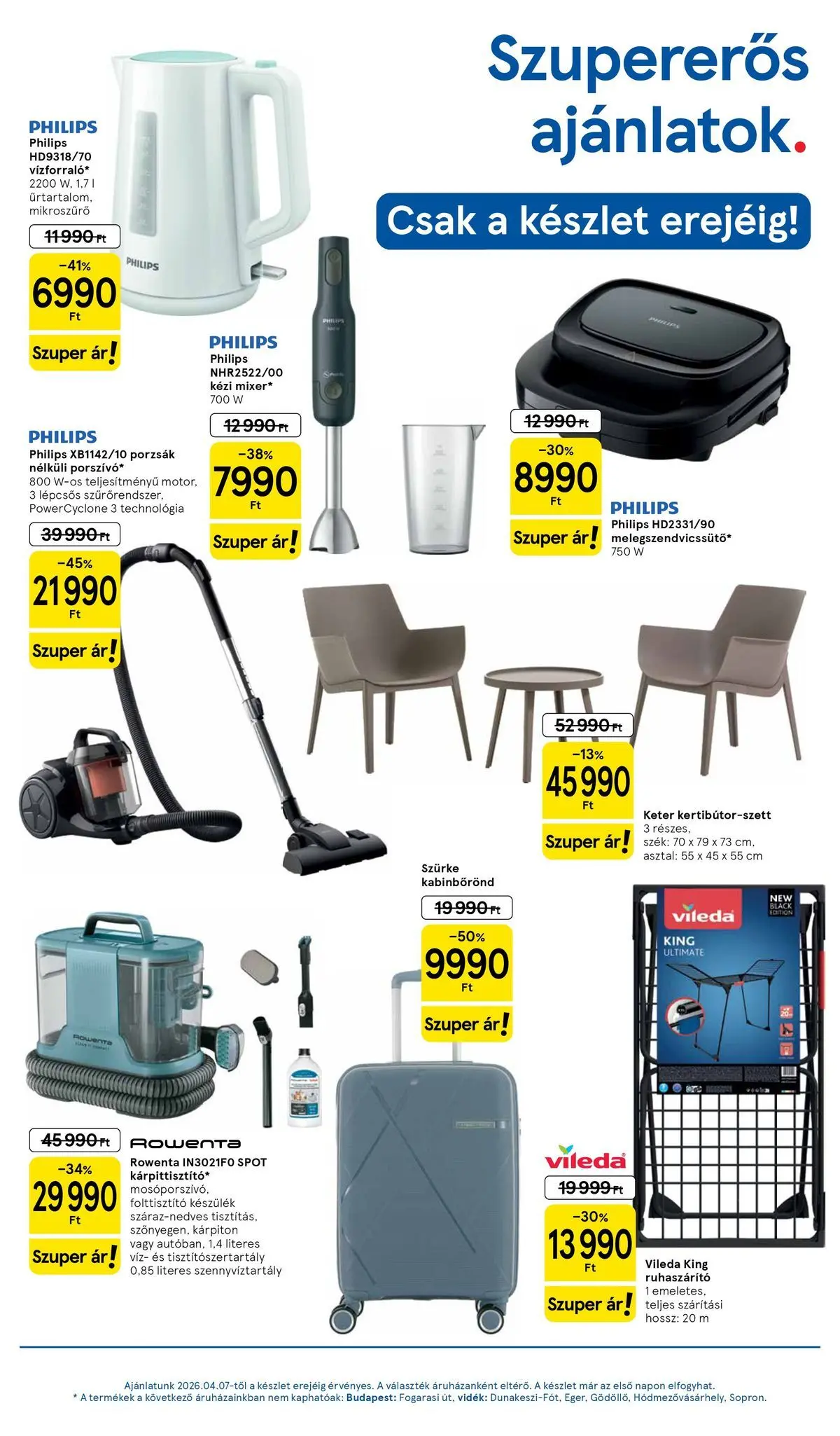 Tesco akciós újság - 2026.04.07.-tól - online | Oldal: 15 | Termékek: Szék, Folttisztító, Ruhaszárító, Vileda