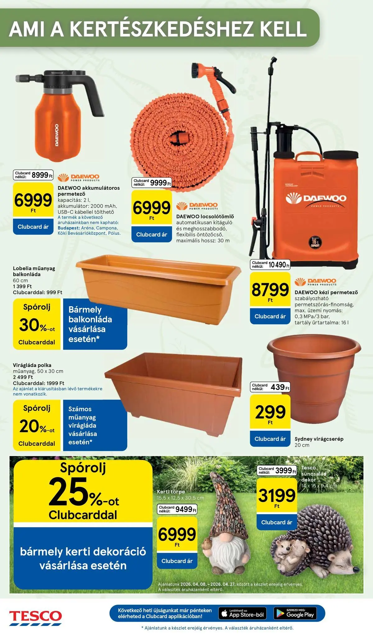 Tesco akciós újság - 2026.04.07.-tól - online | Oldal: 30 | Termékek: Permetező, Akkumulátor, Balkonláda, Kézi permetező