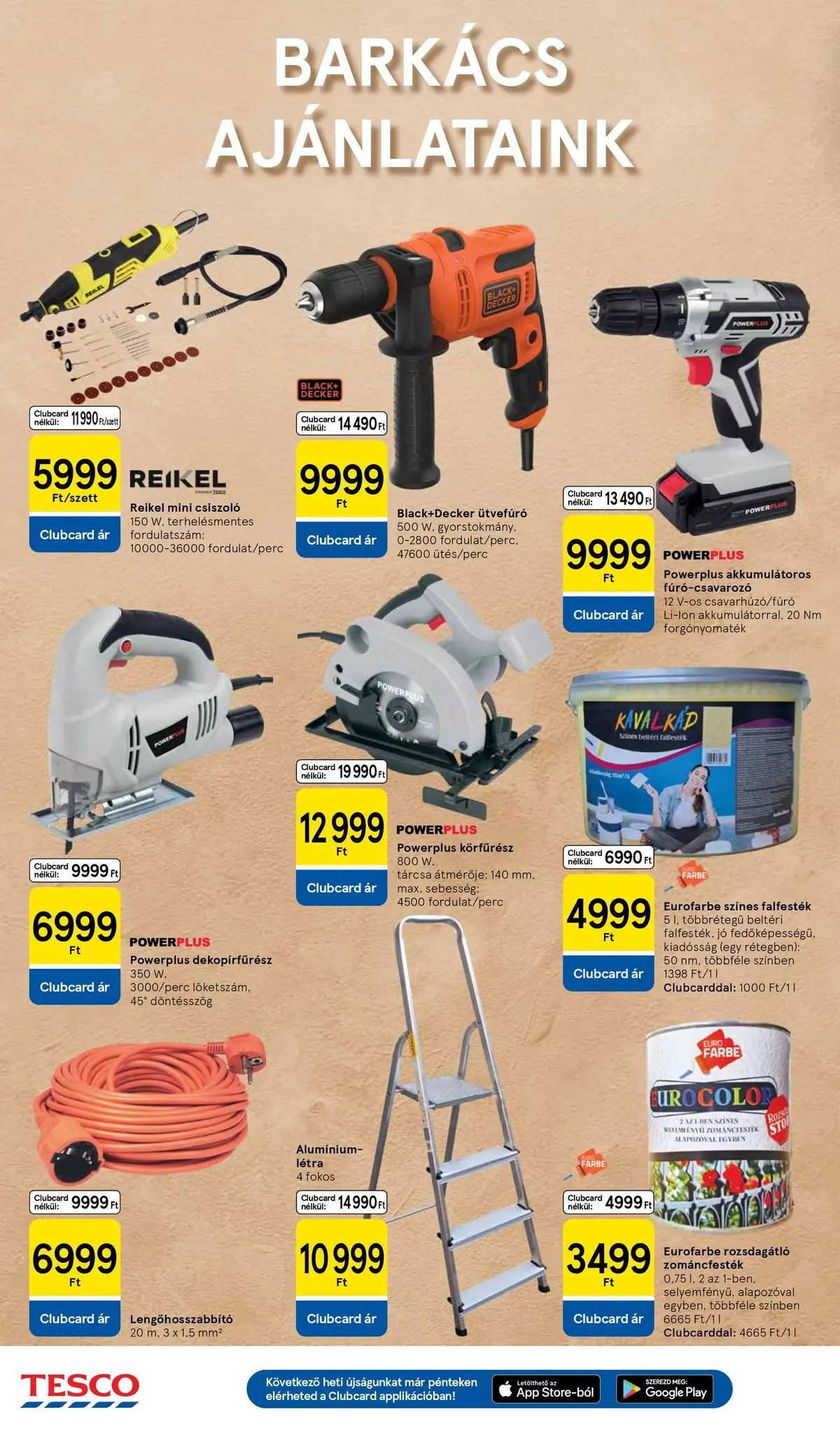 Tesco akciós újság - 2026.04.07.-tól - online | Oldal: 32 | Termékek: Ütvefúró, Körfűrész, Dekopírfűrész, Létra