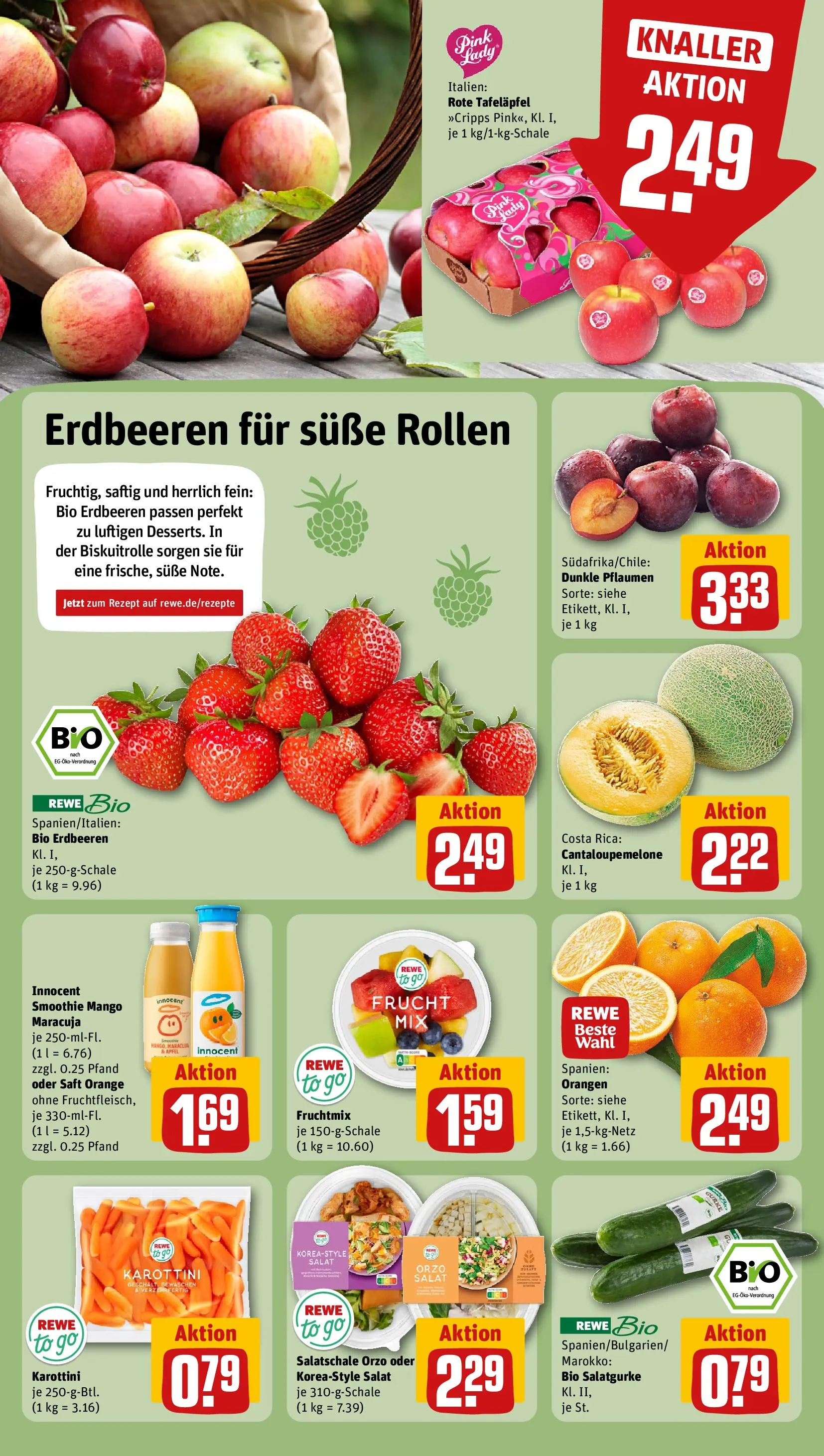 REWE Prospekt ab 12.04.2026 zum Blättern » Angebote | Seite: 4 | Produkte: Orangen, Mango, Saft, Salat