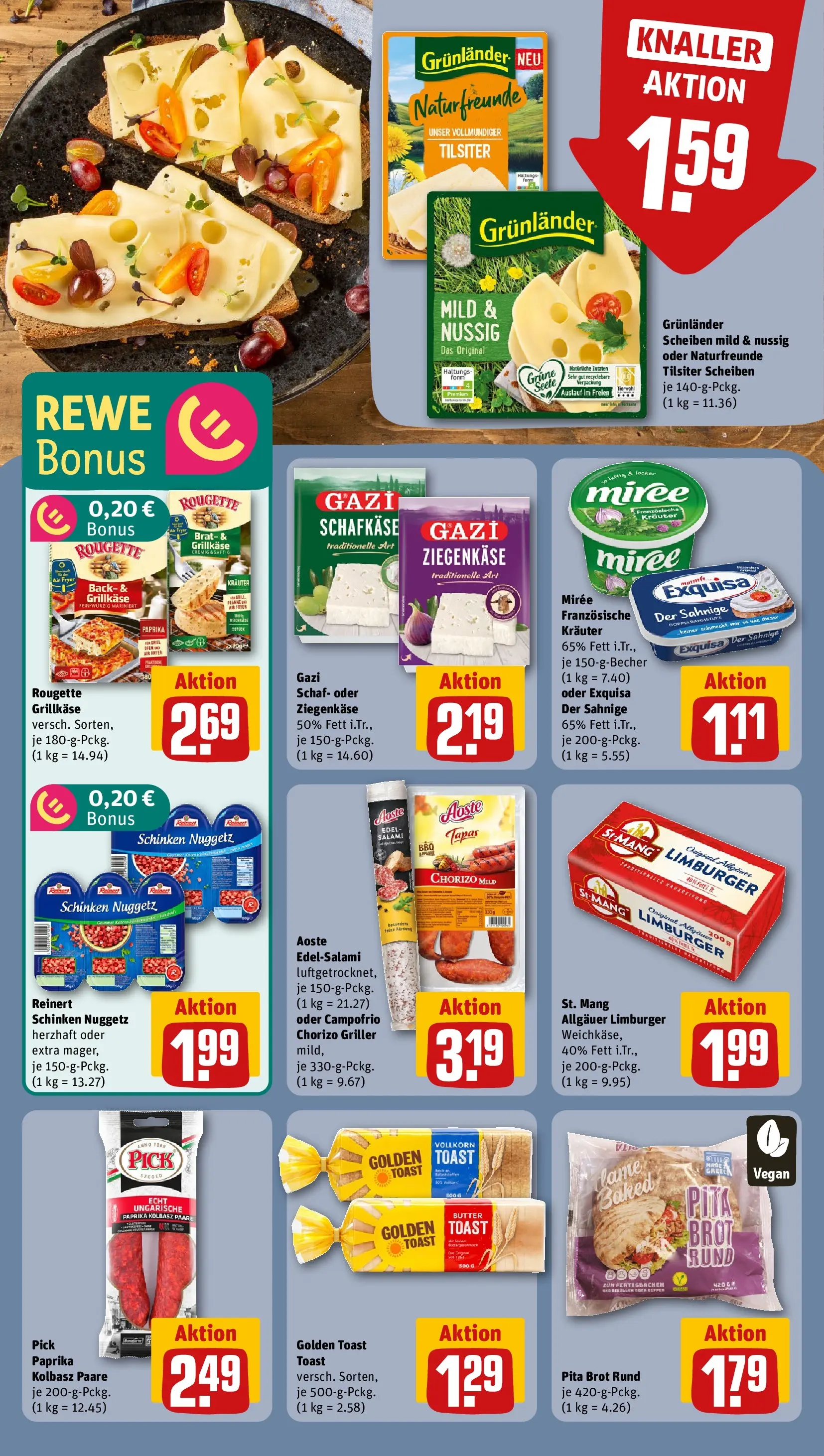 REWE Prospekt ab 12.04.2026 zum Blättern » Angebote | Seite: 14 | Produkte: Toast, Paprika, Grunlander, Salami