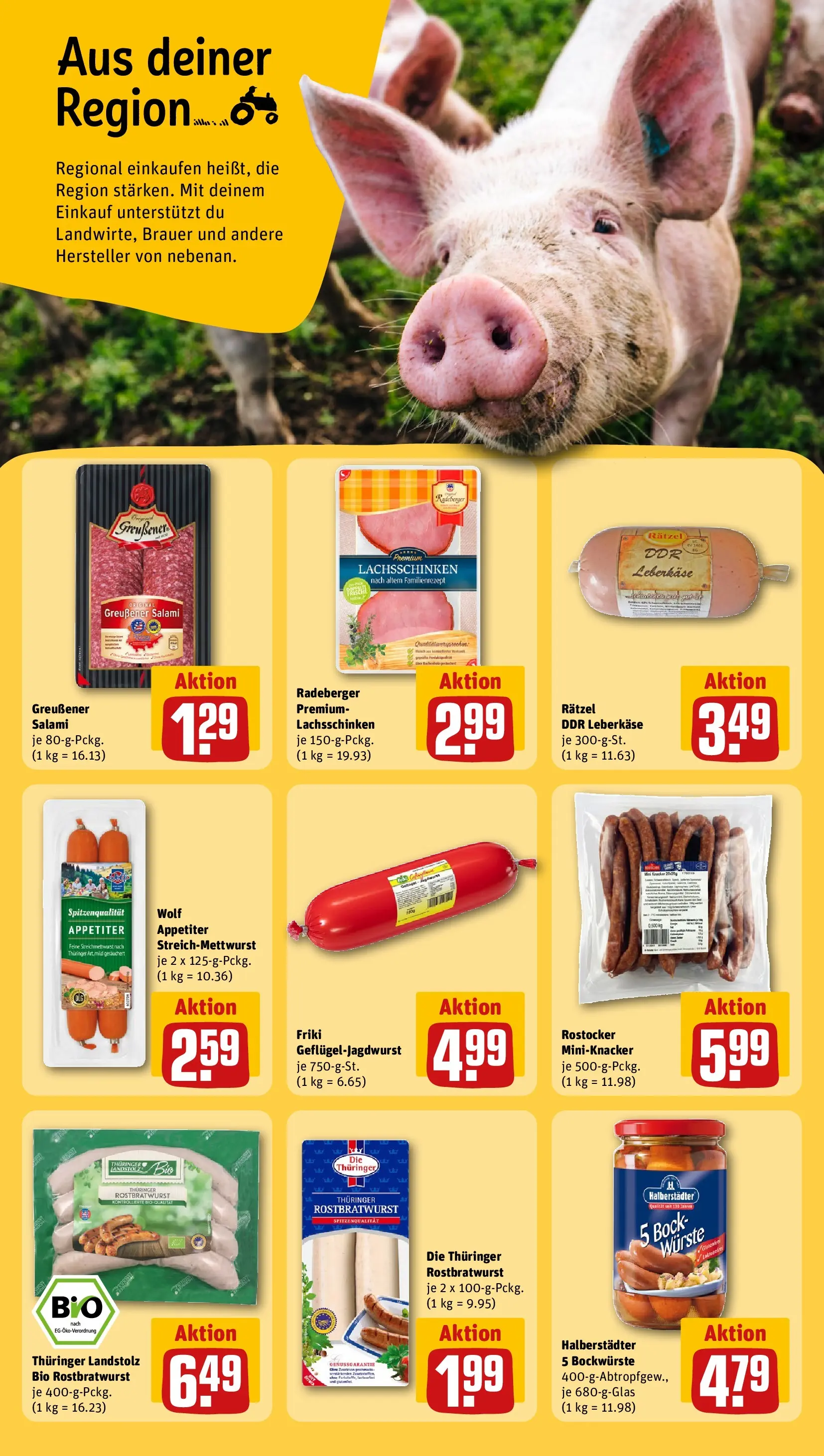 REWE Prospekt ab 12.04.2026 zum Blättern » Angebote | Seite: 16 | Produkte: Salami, Leberkase