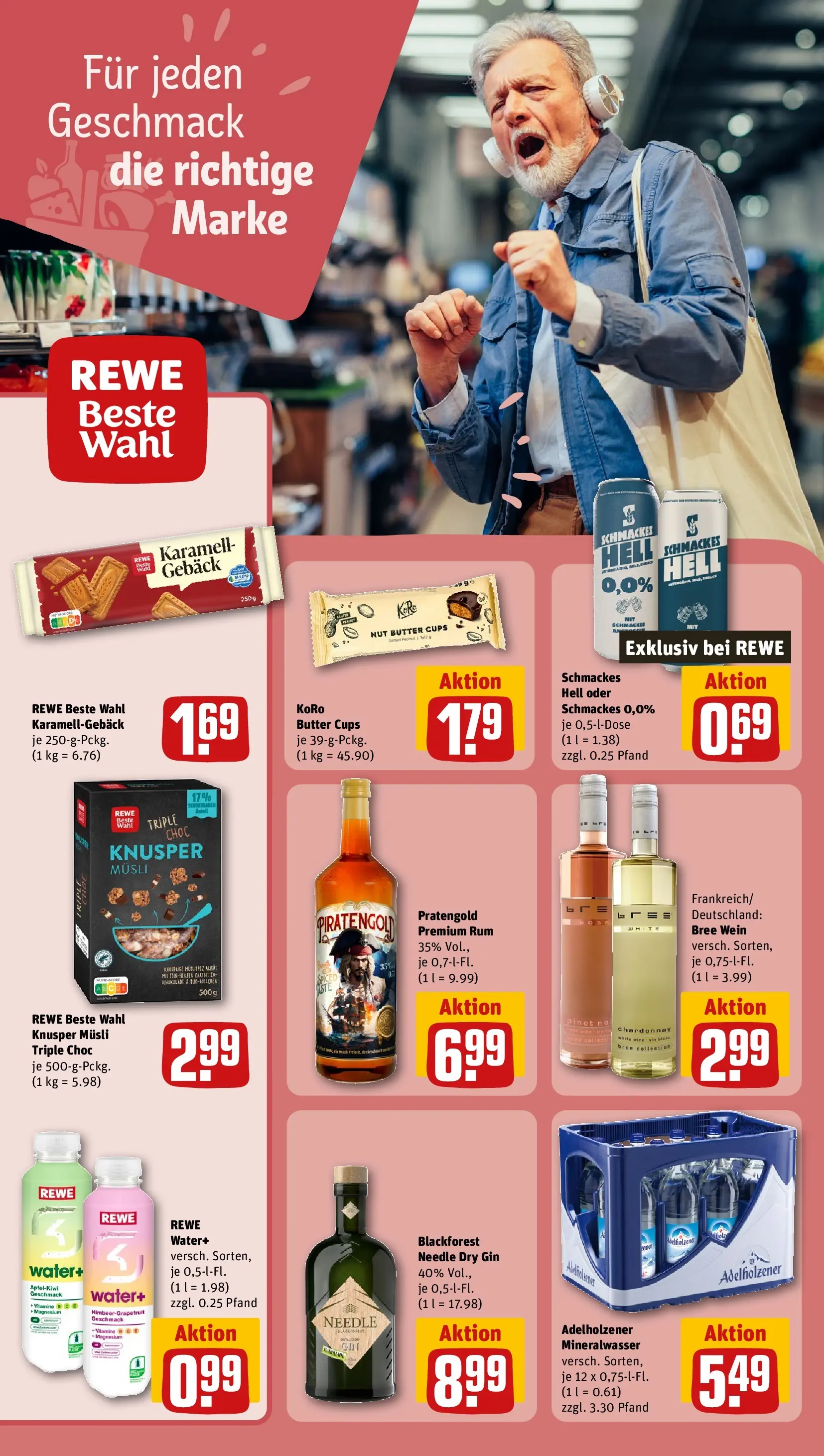 REWE Prospekt ab 12.04.2026 zum Blättern » Angebote | Seite: 18 | Produkte: Musli, Adelholzener, Wein, Gin
