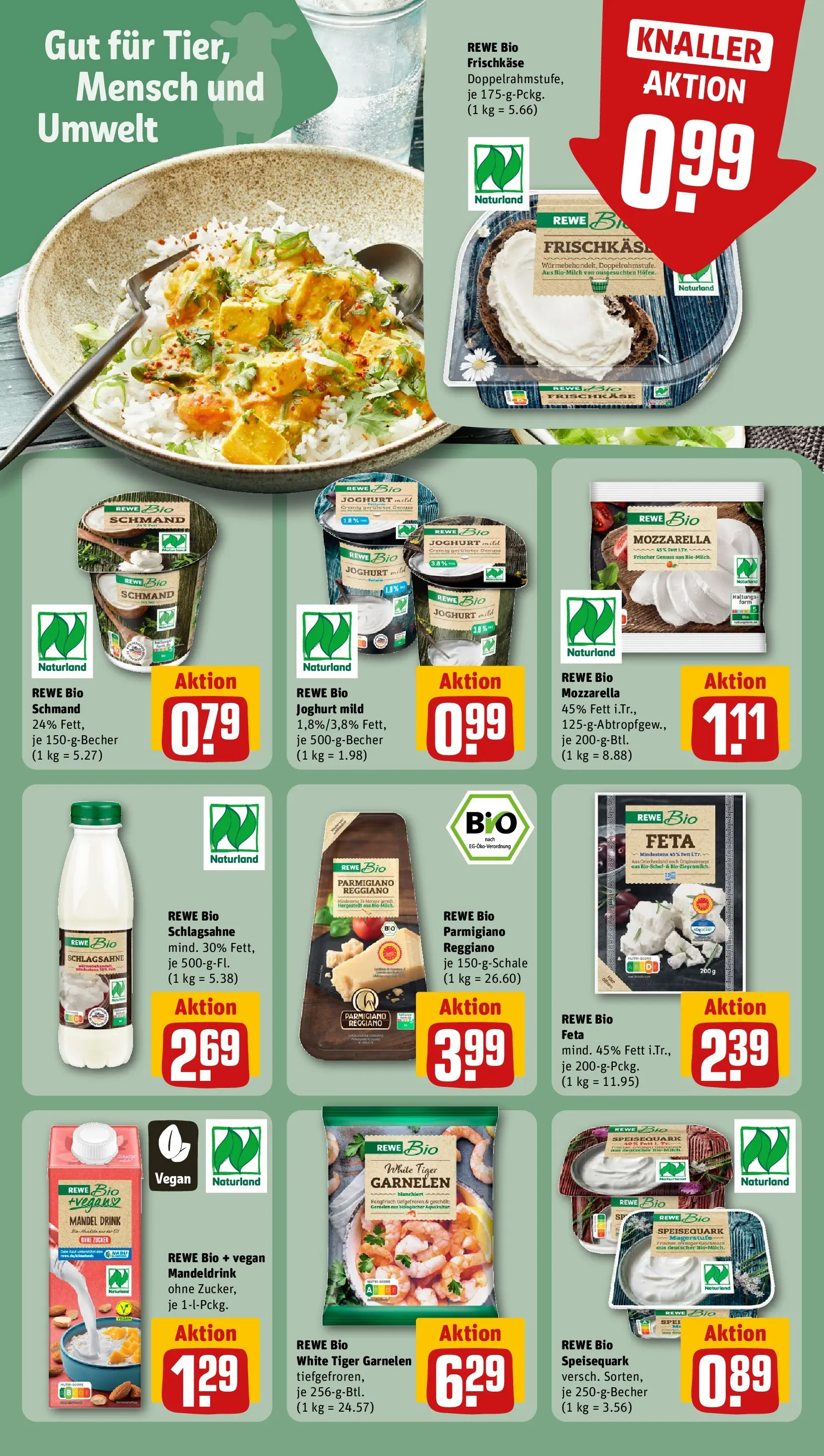 REWE Prospekt ab 12.04.2026 zum Blättern » Angebote | Seite: 18 | Produkte: Quark, Feta, Joghurt, Tiger garnelen