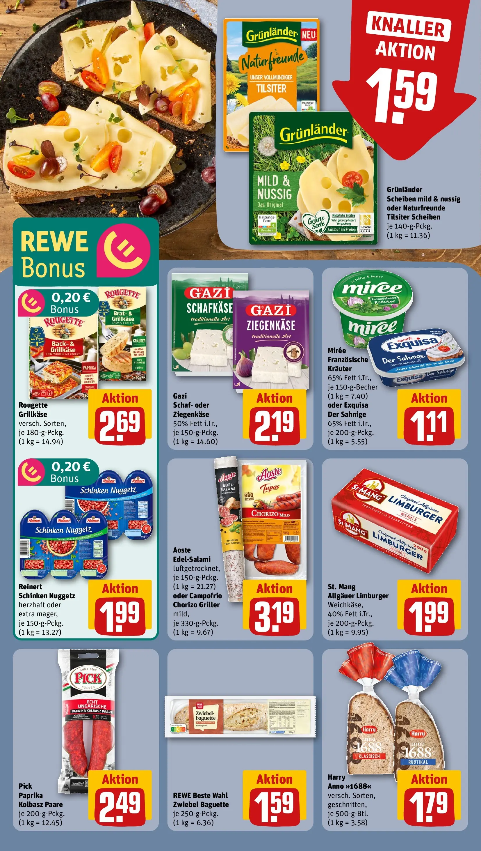 REWE Prospekt ab 12.04.2026 zum Blättern » Angebote | Seite: 14 | Produkte: Baguette, Grunlander, Salami, Griller