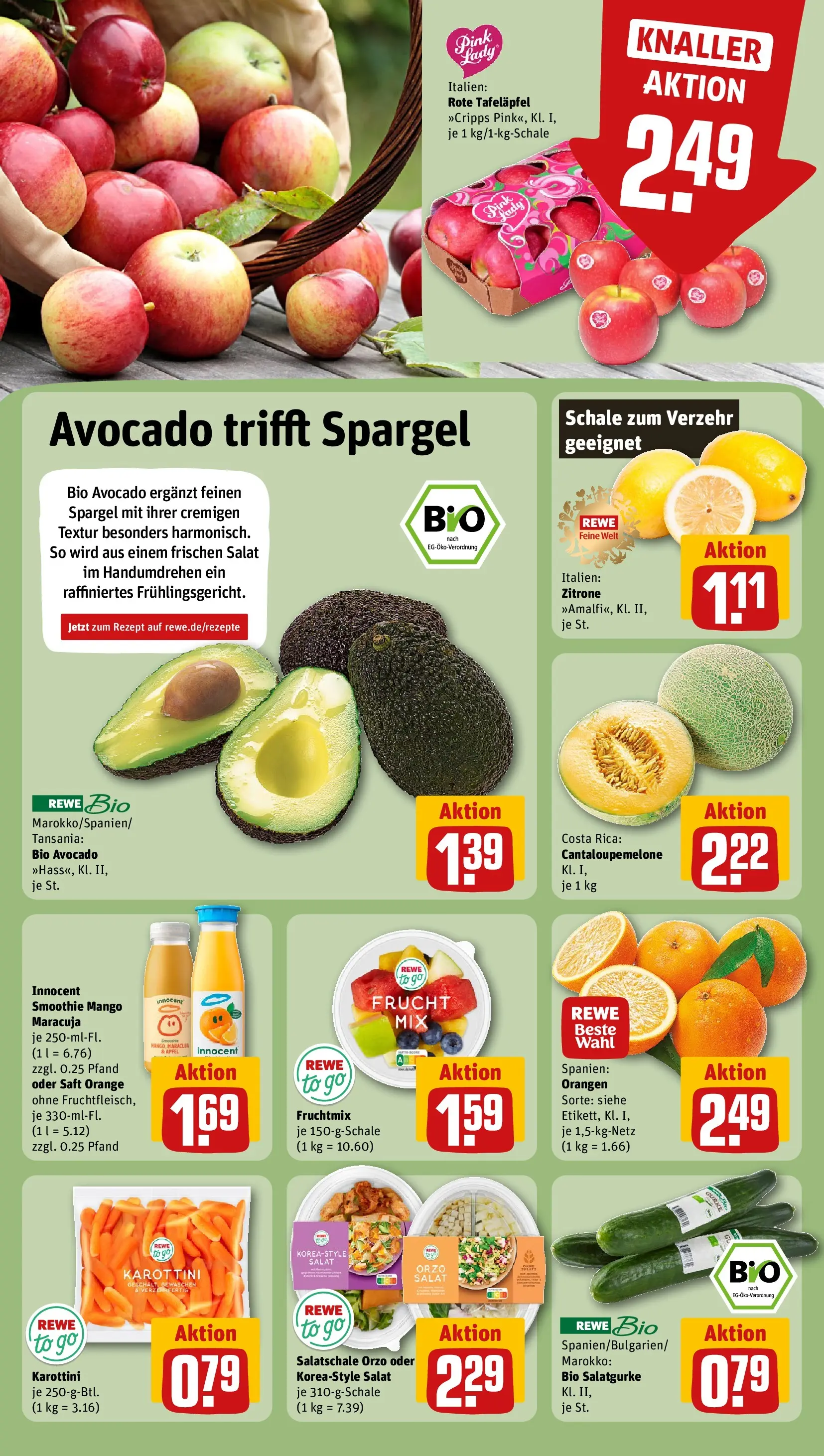 REWE Prospekt ab 12.04.2026 zum Blättern » Angebote | Seite: 4 | Produkte: Äpfel, Orangen, Zitrone, Saft