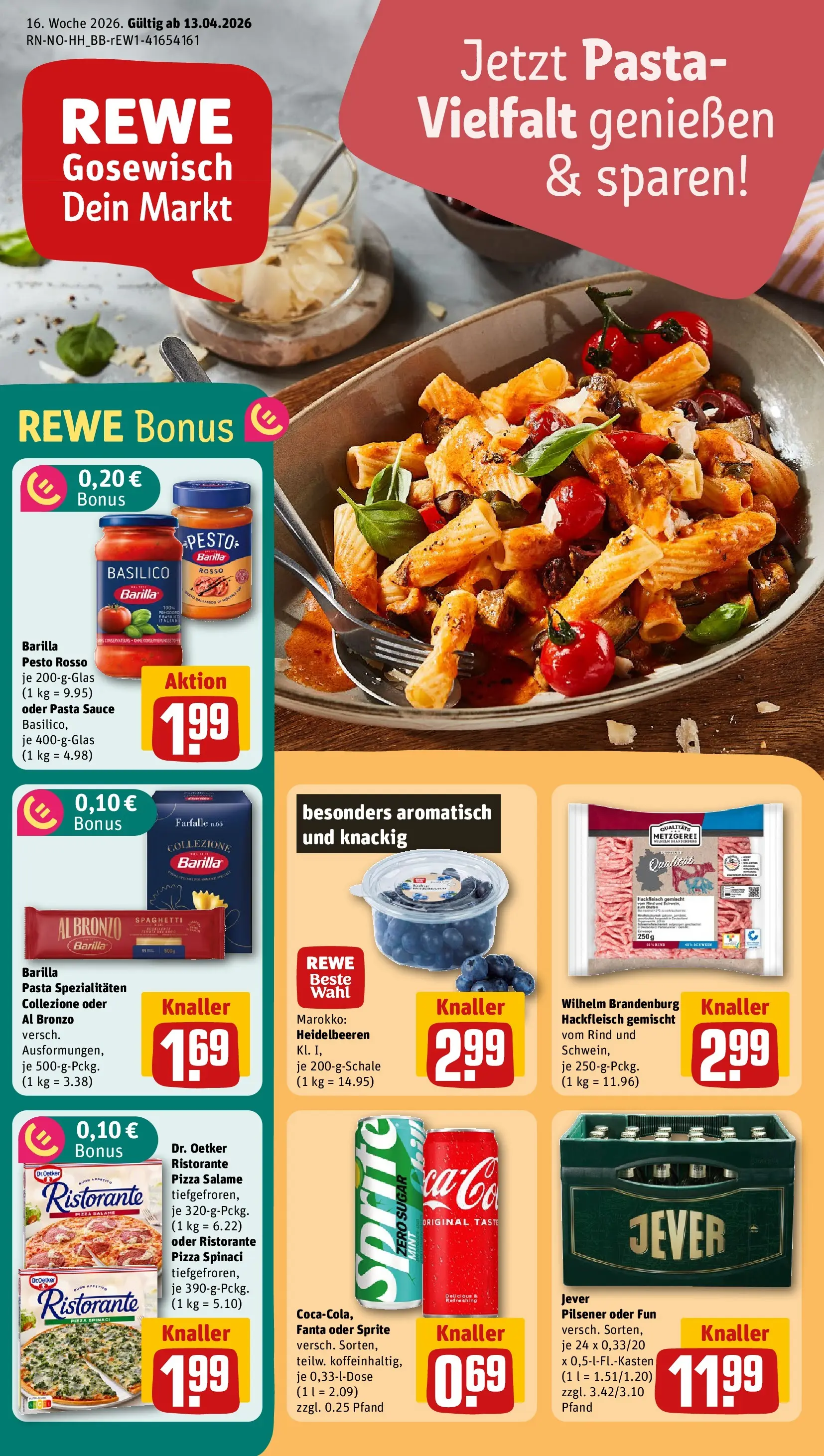 REWE Prospekt ab 13.04.2026 zum Blättern » Angebote | Seite: 3 | Produkte: Ristorante, Sprite, Barilla pesto, Jever