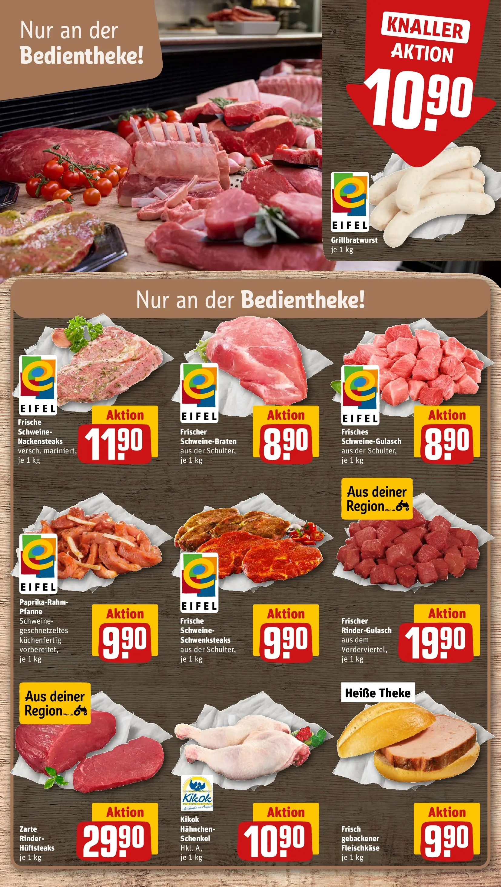 REWE Prospekt ab 12.04.2026 zum Blättern » Angebote | Seite: 6 | Produkte: Schweinegulasch, Hahnchen, Theke, Paprika