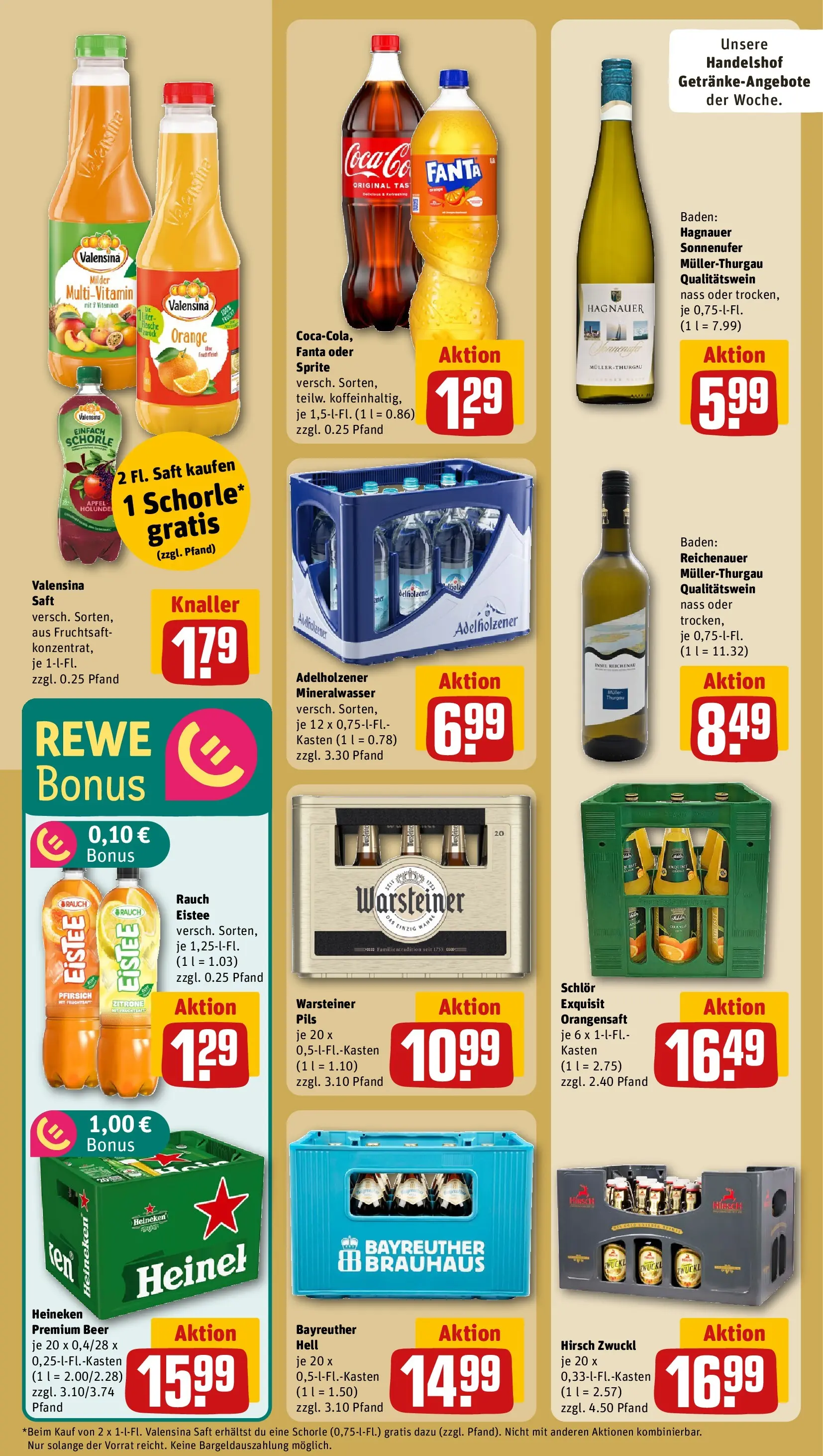 REWE Prospekt ab 12.04.2026 zum Blättern » Angebote | Seite: 18 | Produkte: Bayreuther hell, Heineken, Valensina, Zitrone