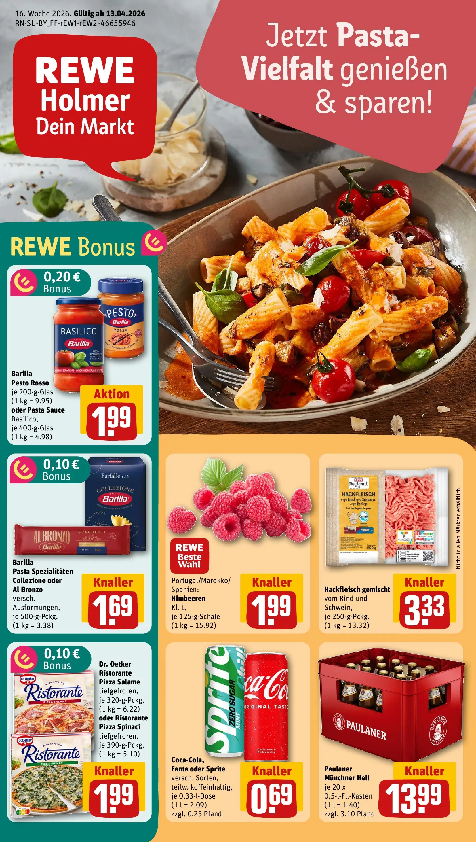 REWE Prospekt ab 12.04.2026 zum Blättern » Angebote | Seite: 1 | Produkte: Himbeeren, Ristorante, Fanta, Barilla