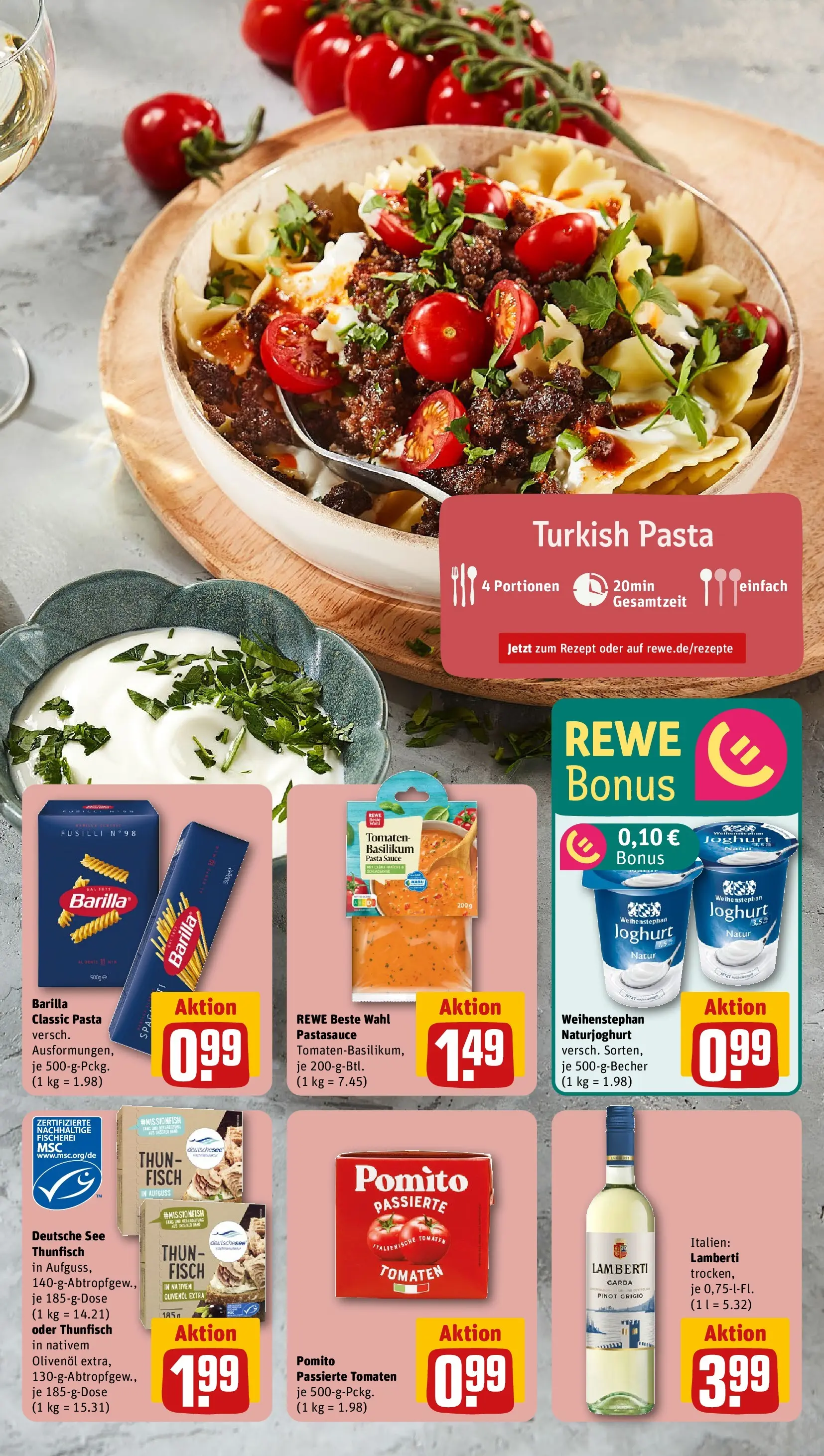 REWE Prospekt ab 12.04.2026 zum Blättern » Angebote | Seite: 19 | Produkte: Barilla, Tomaten, Fisch, Pasta