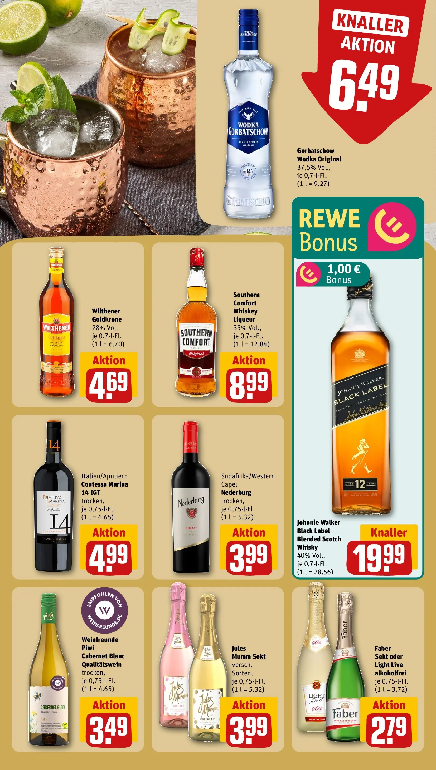 REWE Prospekt ab 12.04.2026 zum Blättern » Angebote | Seite: 21 | Produkte: Mumm sekt, Vodka, Whiskey, Johnnie walker