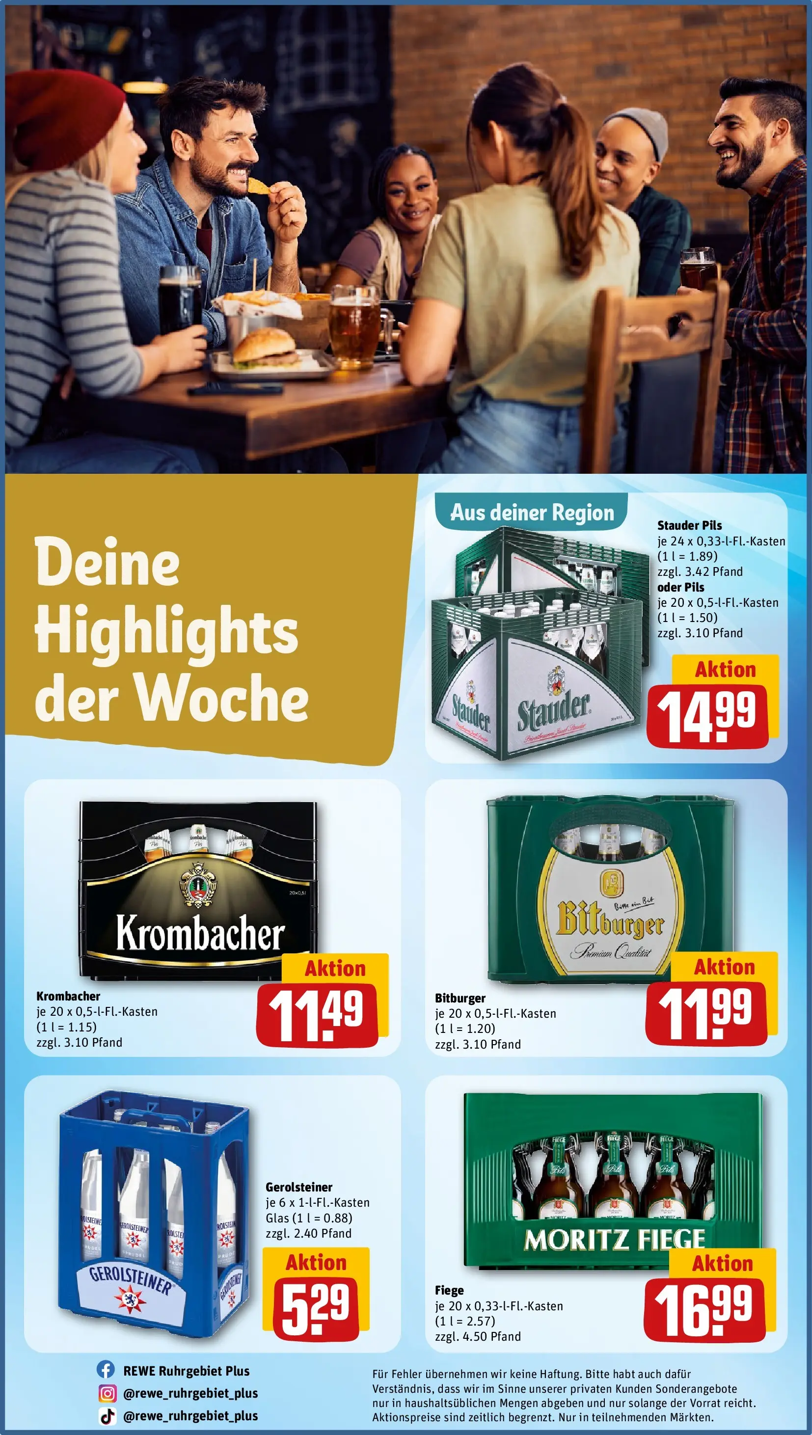 REWE Prospekt ab 12.04.2026 zum Blättern » Angebote | Seite: 29 | Produkte: Bitburger, Pils, Krombacher, Gerolsteiner