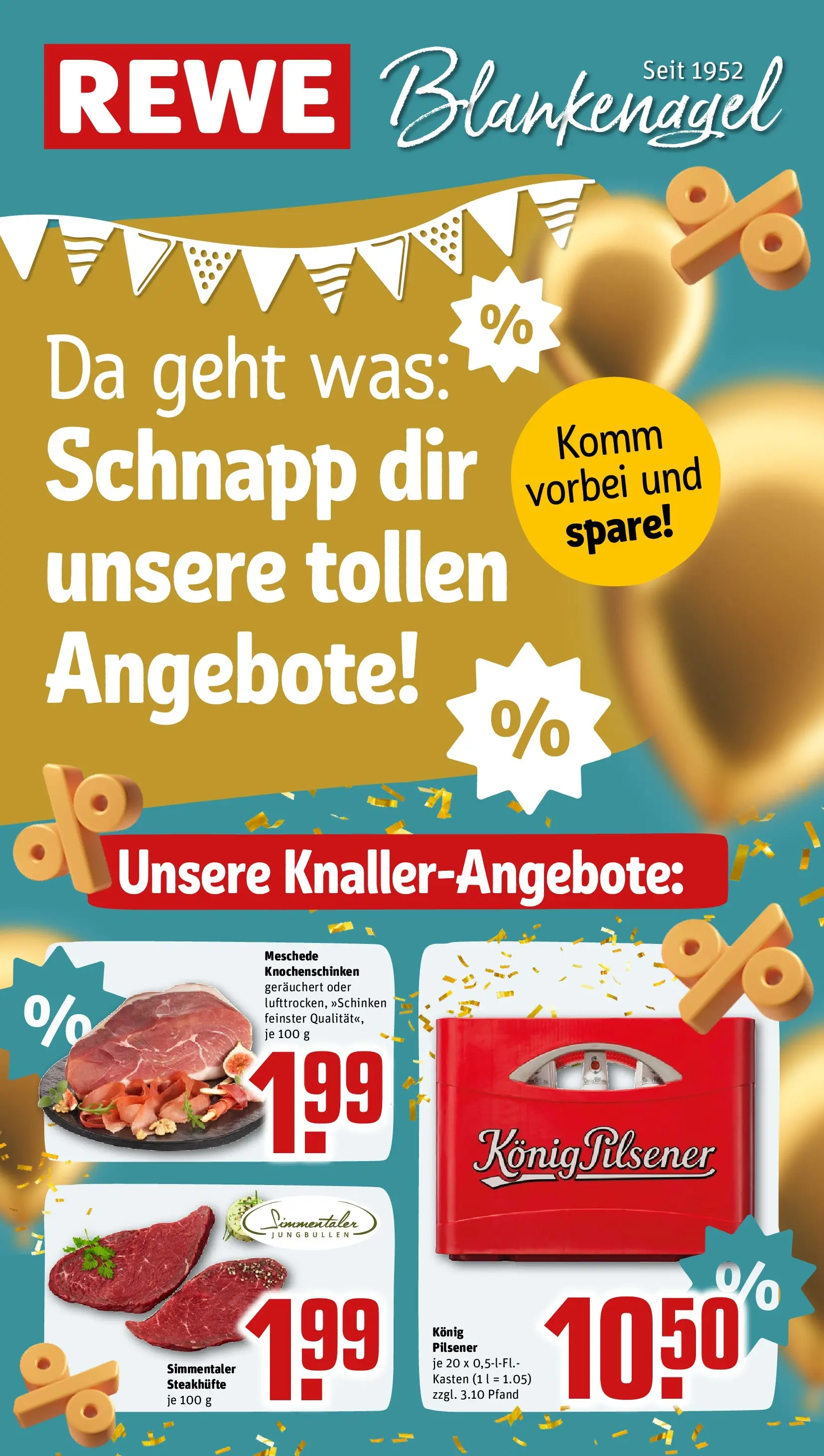 REWE Prospekt ab 12.04.2026 zum Blättern » Angebote | Seite: 1 | Produkte: Konig pilsener, Steak