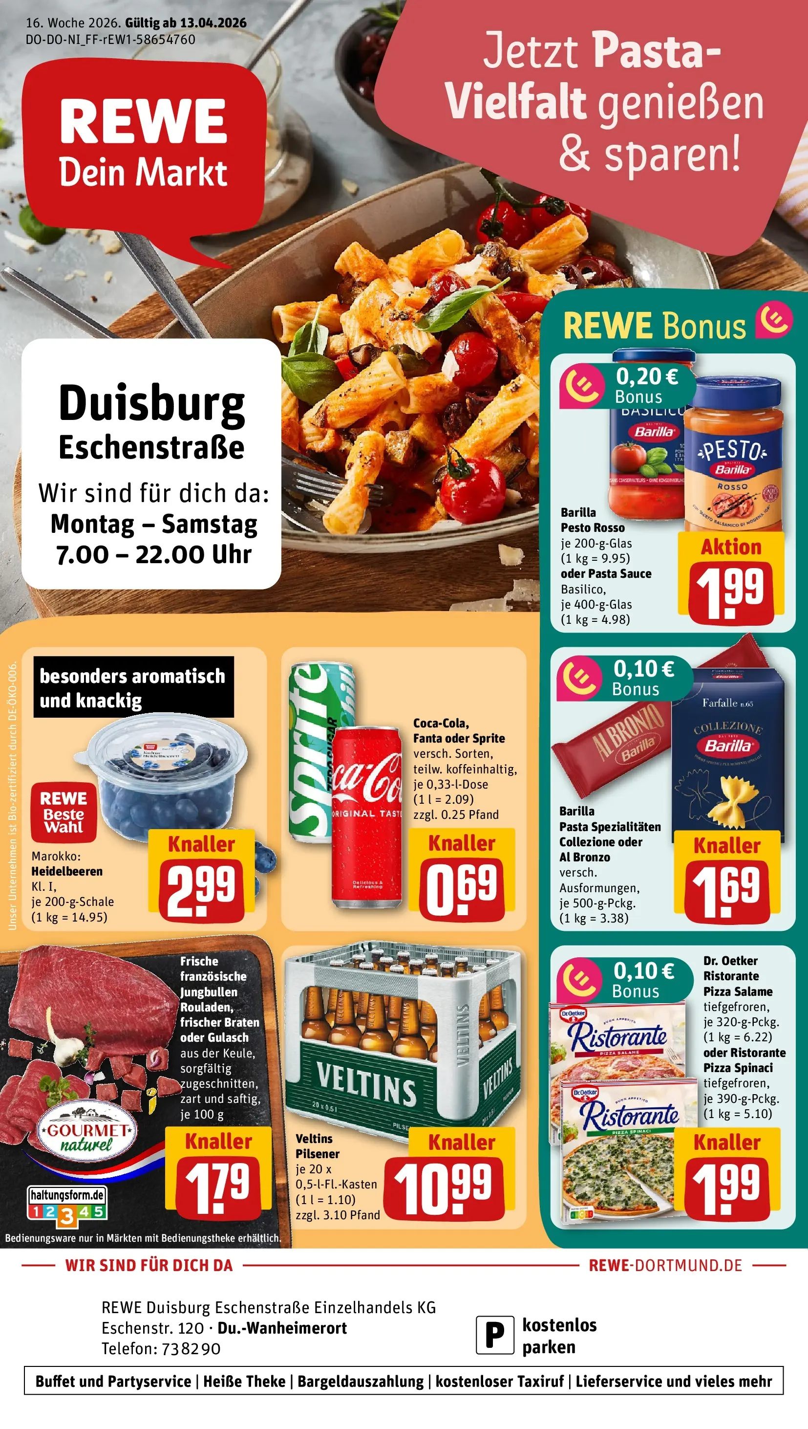 REWE Prospekt ab 12.04.2026 zum Blättern » Angebote | Seite: 1 | Produkte: Sprite, Pizza, Uhr, Veltins