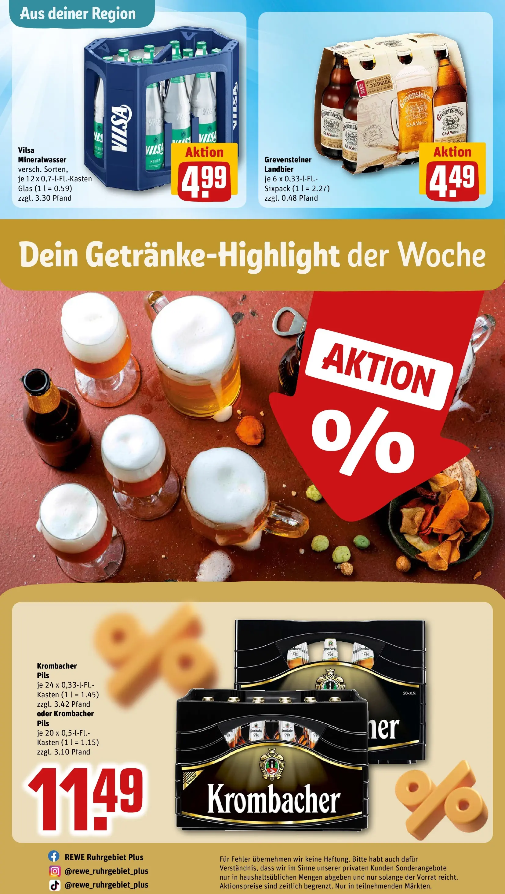 REWE Prospekt ab 12.04.2026 zum Blättern » Angebote | Seite: 29 | Produkte: Pils, Mineralwasser, Krombacher, Veltins