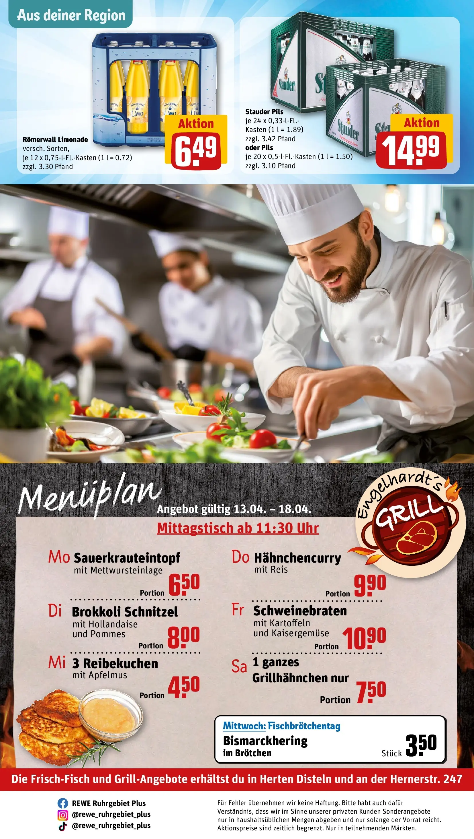 REWE Prospekt ab 12.04.2026 zum Blättern » Angebote | Seite: 29 | Produkte: Pils, Limonade, Kartoffeln, Uhr