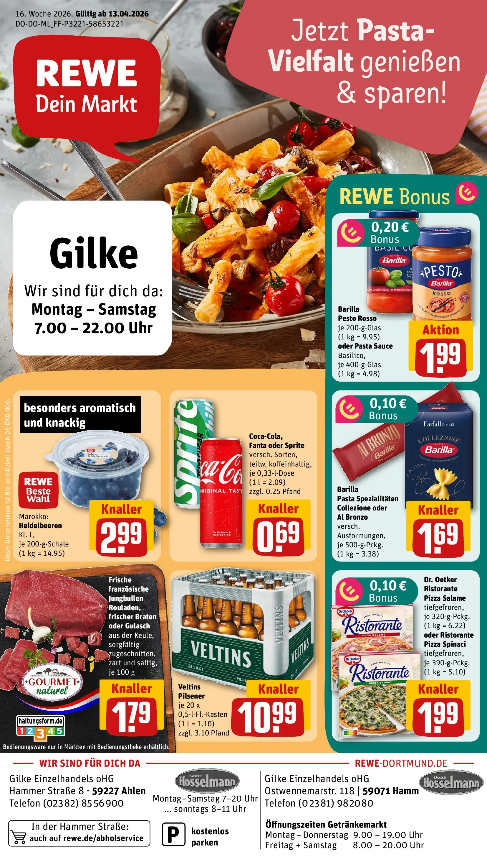 REWE Prospekt ab 12.04.2026 zum Blättern » Angebote | Seite: 1 | Produkte: Fanta, Sprite, Uhr, Veltins