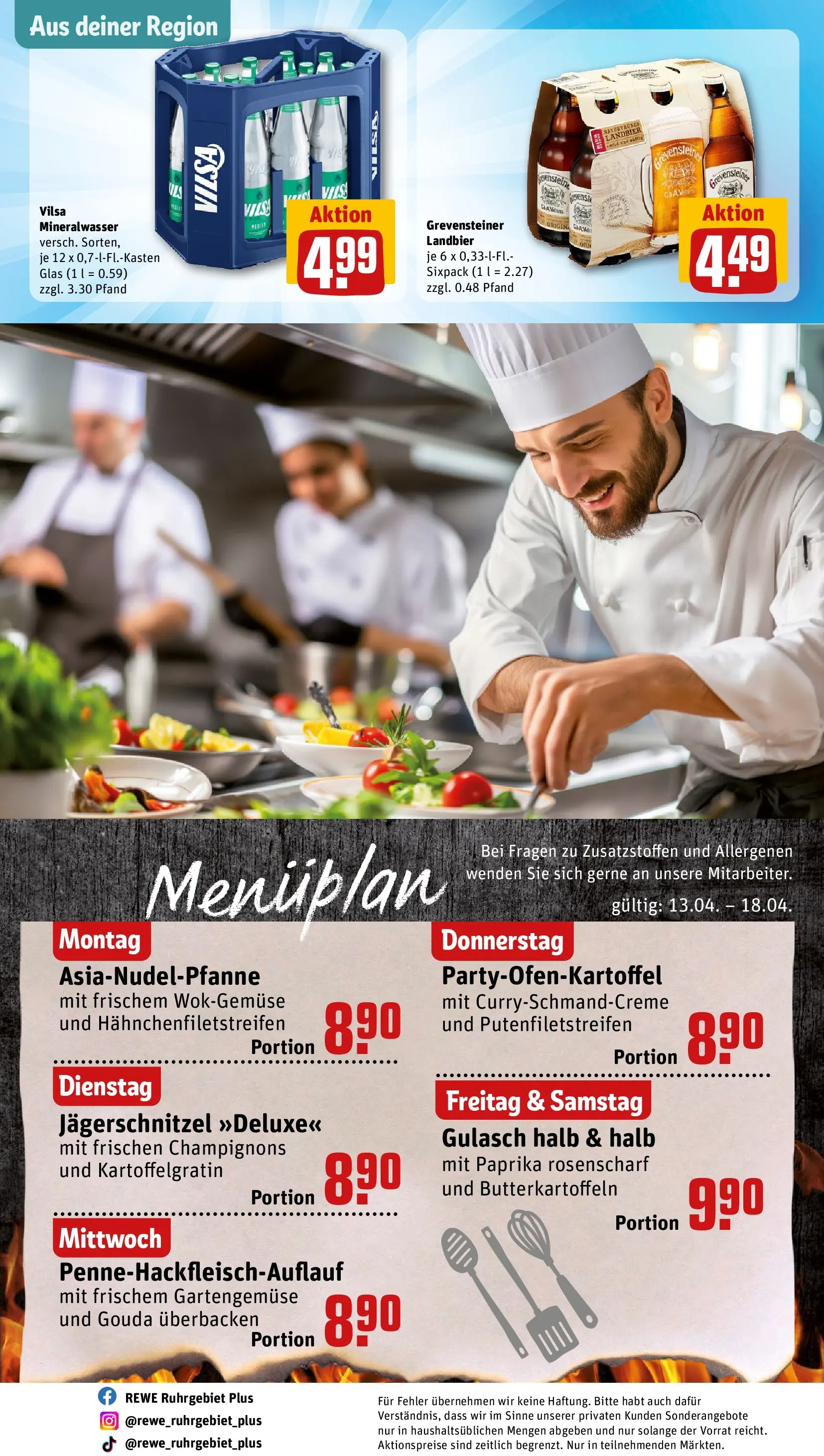 REWE Prospekt ab 12.04.2026 zum Blättern » Angebote | Seite: 29 | Produkte: Gouda, Mineralwasser, Champignons, Paprika